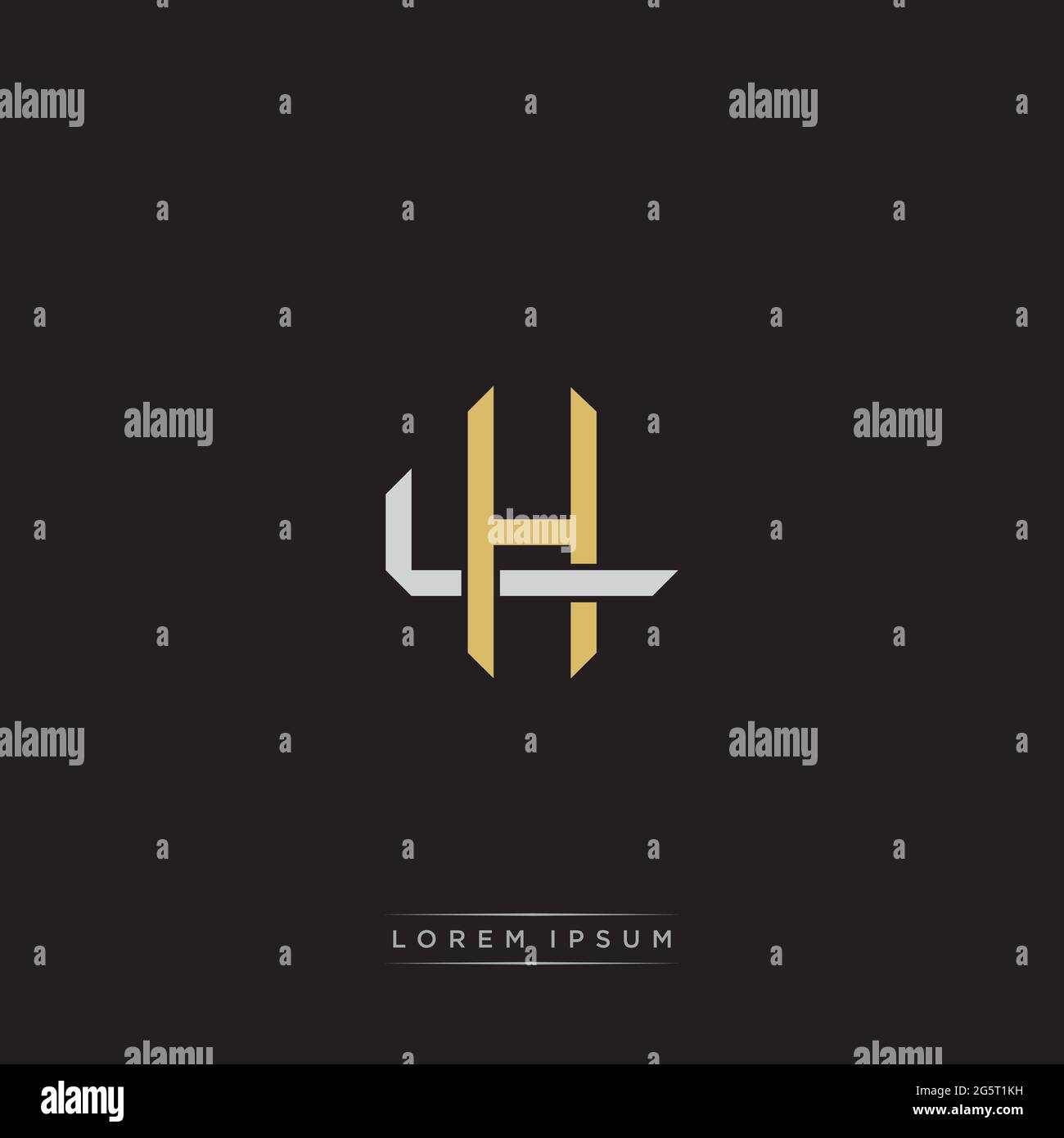 Initial letter overlapping interlock logo monogram line art style isolated on black background template Stock Vector