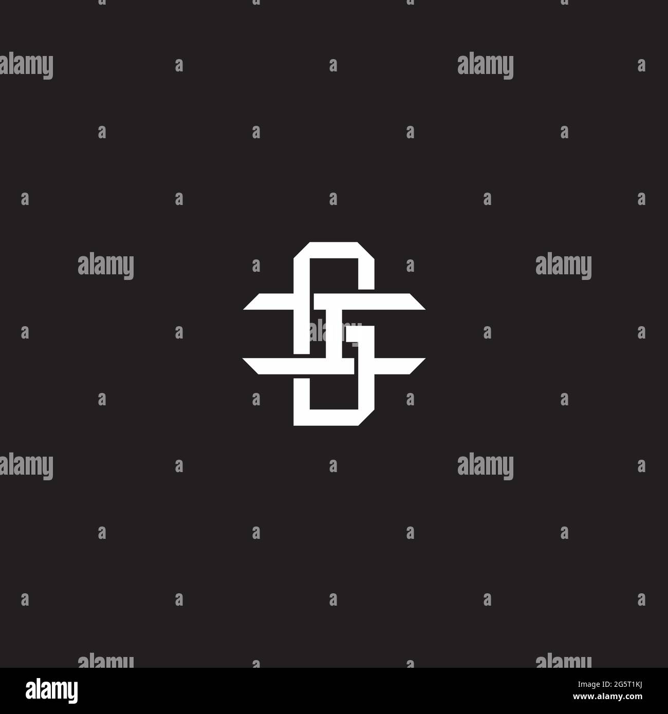 Initial letter overlapping interlock logo monogram line art style isolated on black background template Stock Vector