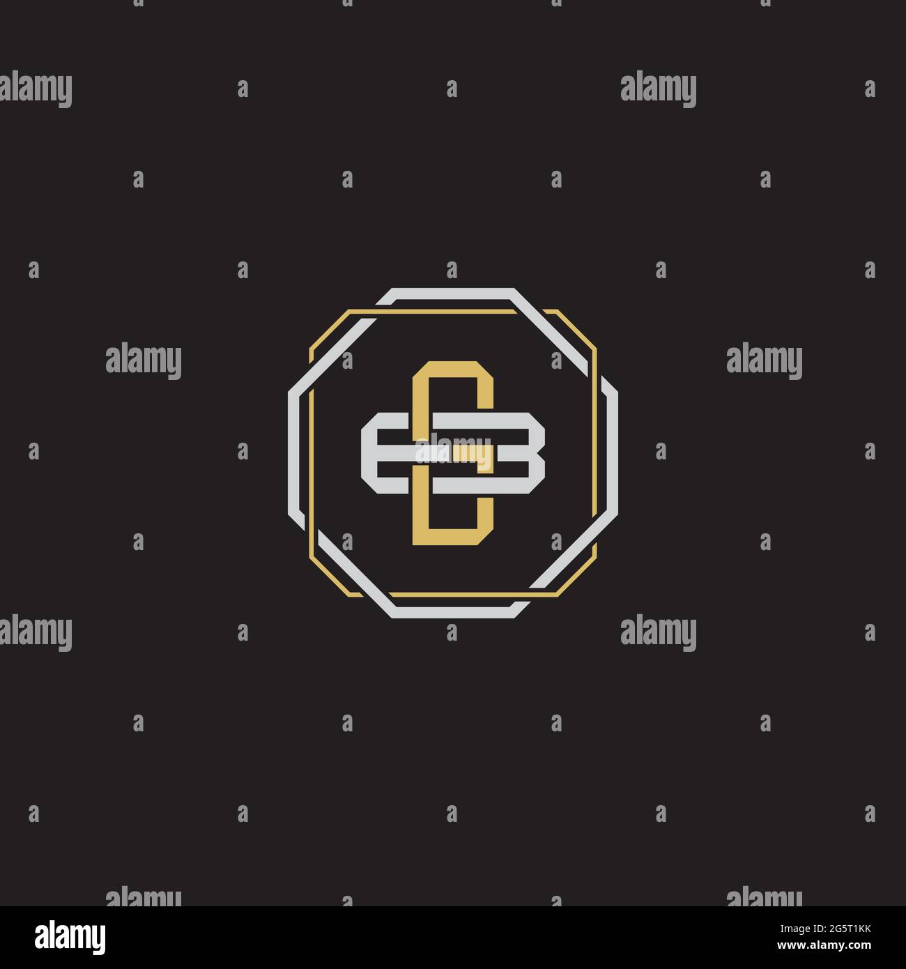 Initial letter overlapping interlock logo monogram line art style isolated on black background template Stock Vector