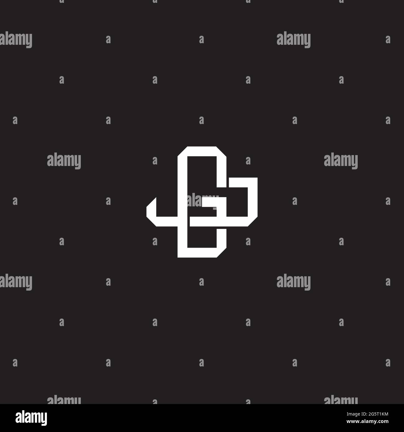 Initial letter overlapping interlock logo monogram line art style isolated on black background template Stock Vector