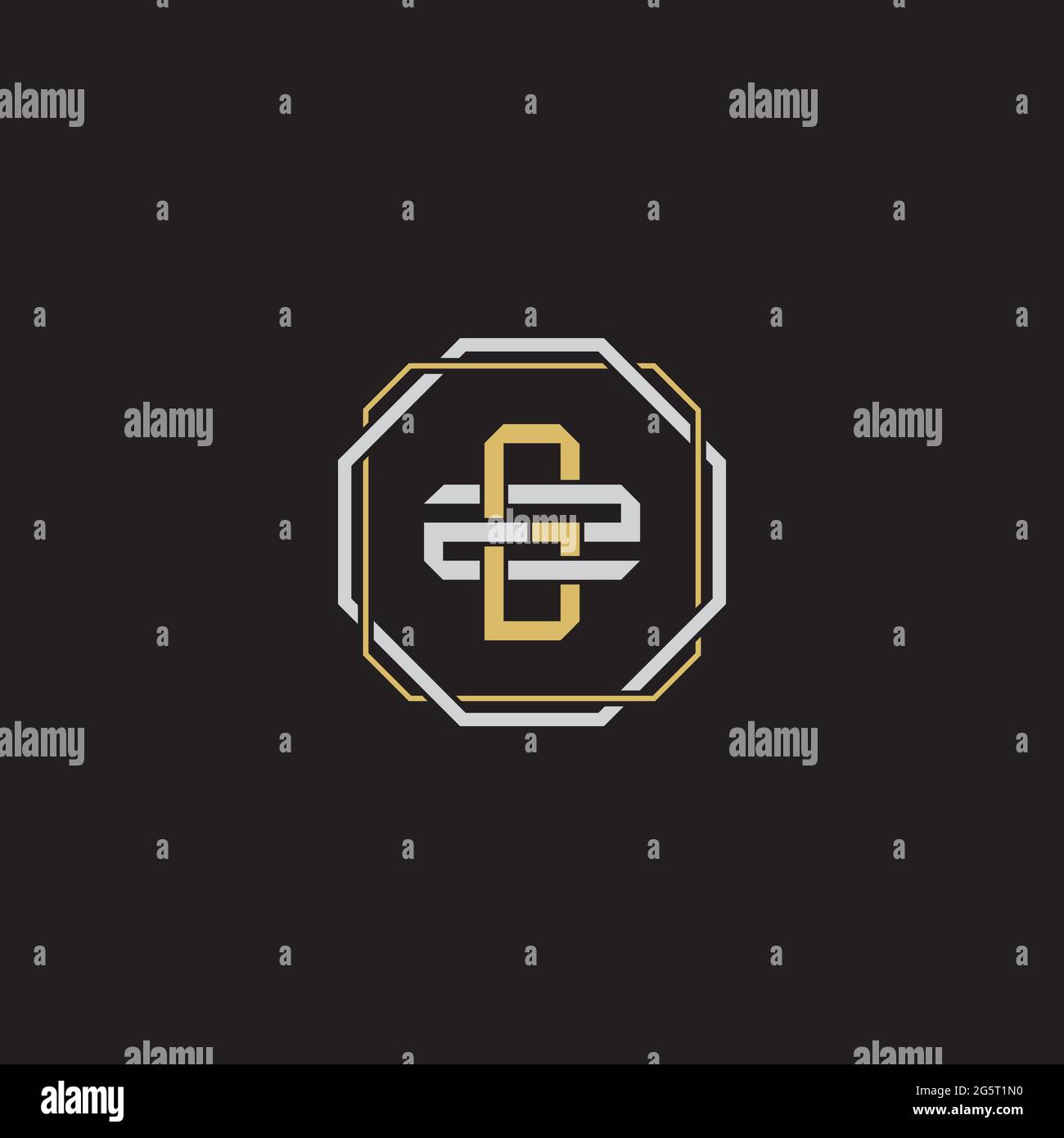 Initial letter overlapping interlock logo monogram line art style ...