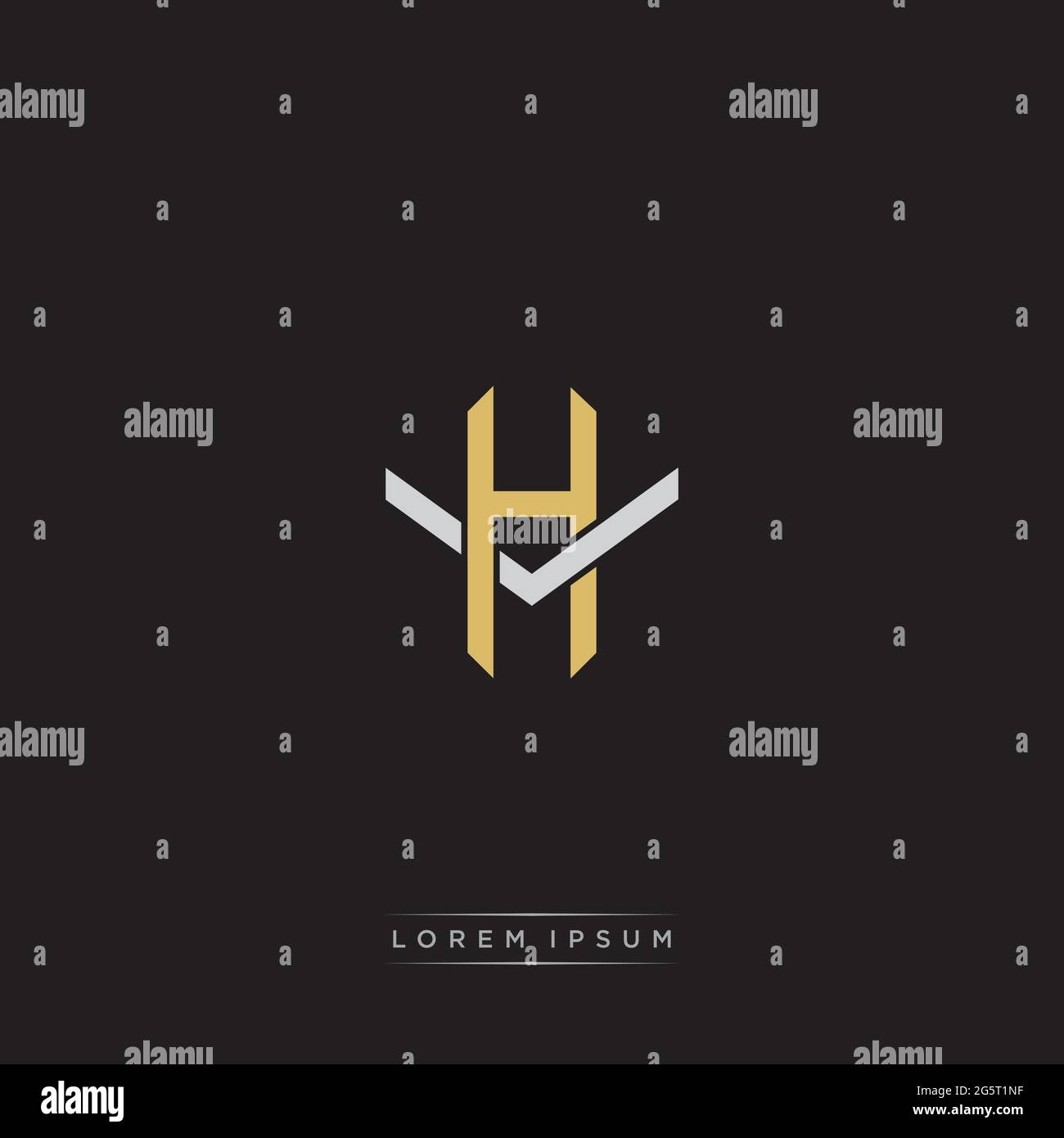 Initial letter overlapping interlock logo monogram line art style isolated on black background template Stock Vector