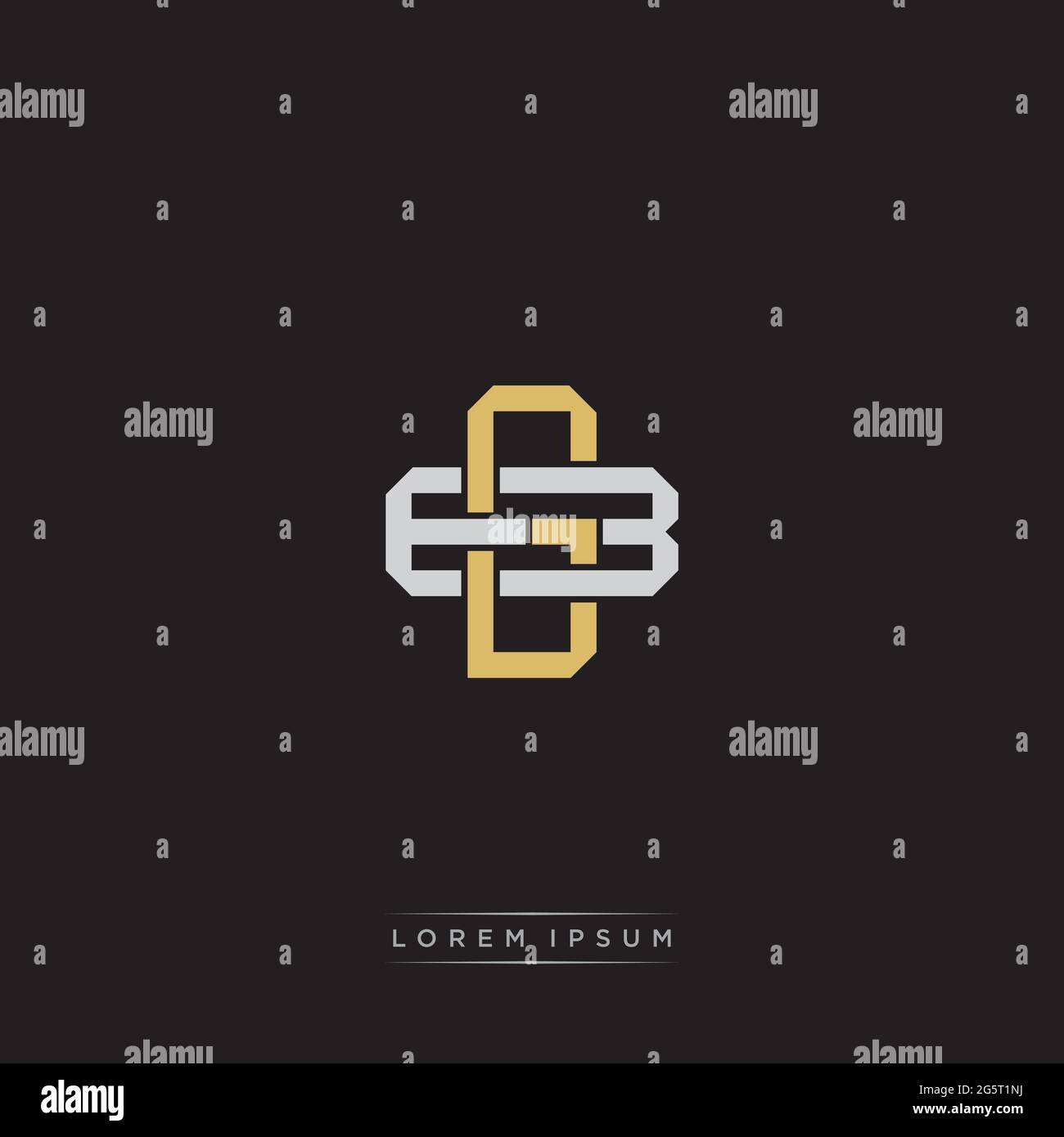 Initial letter overlapping interlock logo monogram line art style isolated on black background template Stock Vector