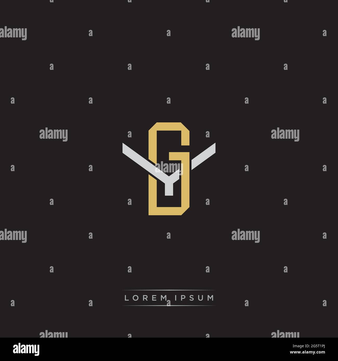 Initial letter overlapping interlock logo monogram line art style isolated on black background template Stock Vector