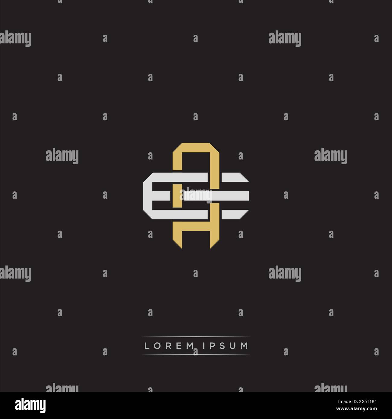 Initial letter overlapping interlock logo monogram line art style isolated on black background template Stock Vector