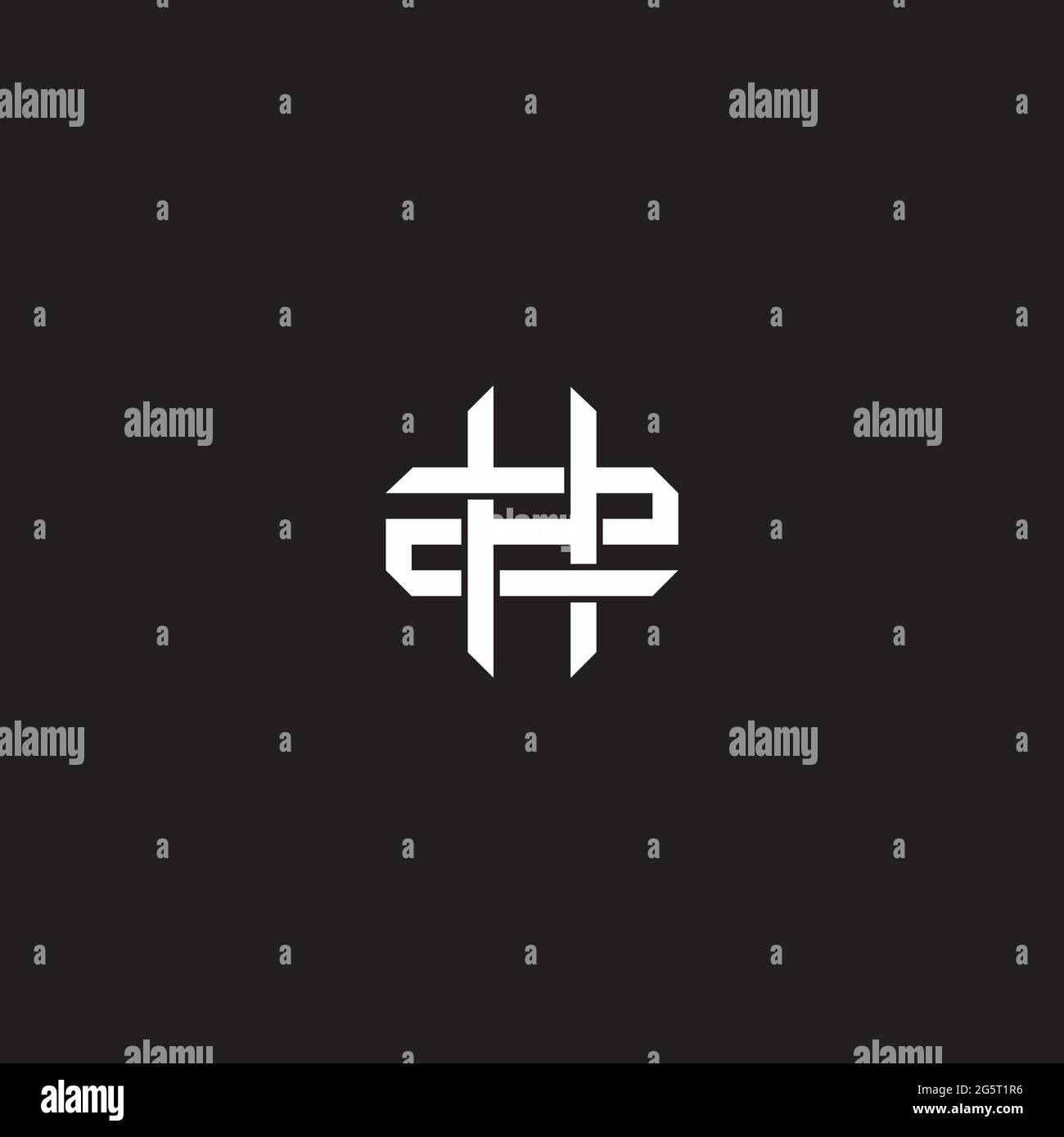 Initial letter overlapping interlock logo monogram line art style isolated on black background template Stock Vector