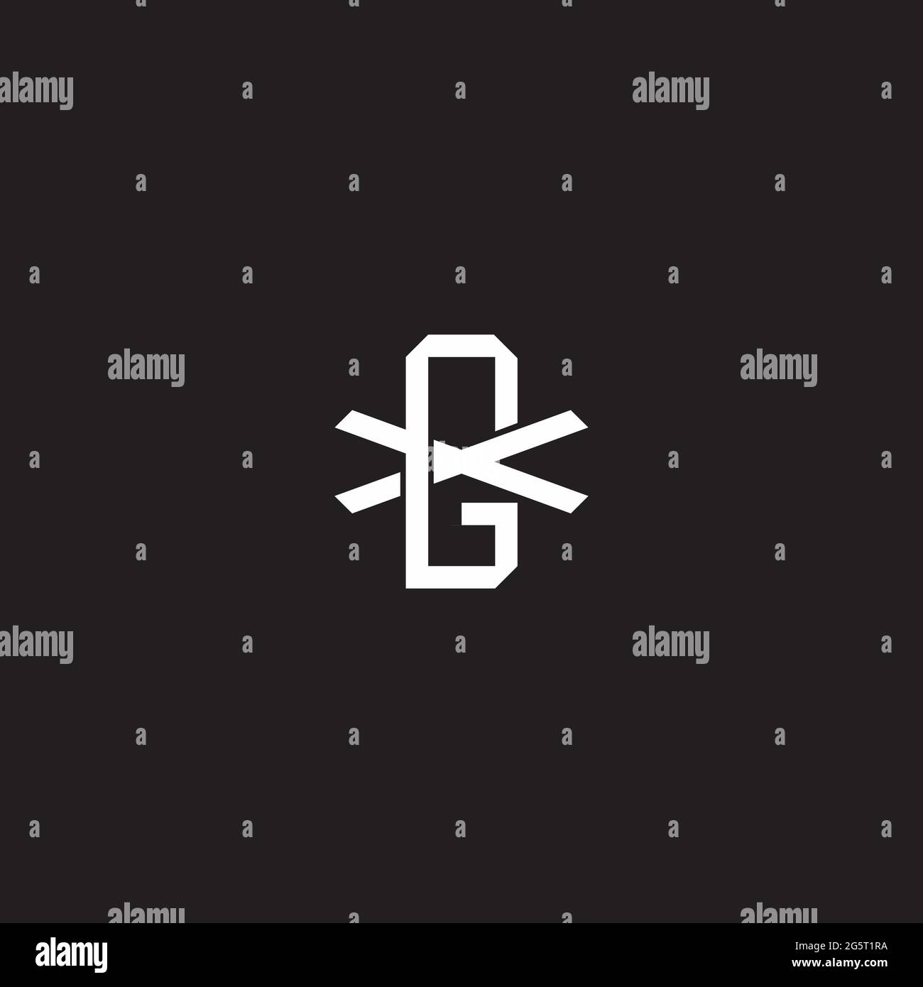 Initial letter overlapping interlock logo monogram line art style isolated on black background template Stock Vector
