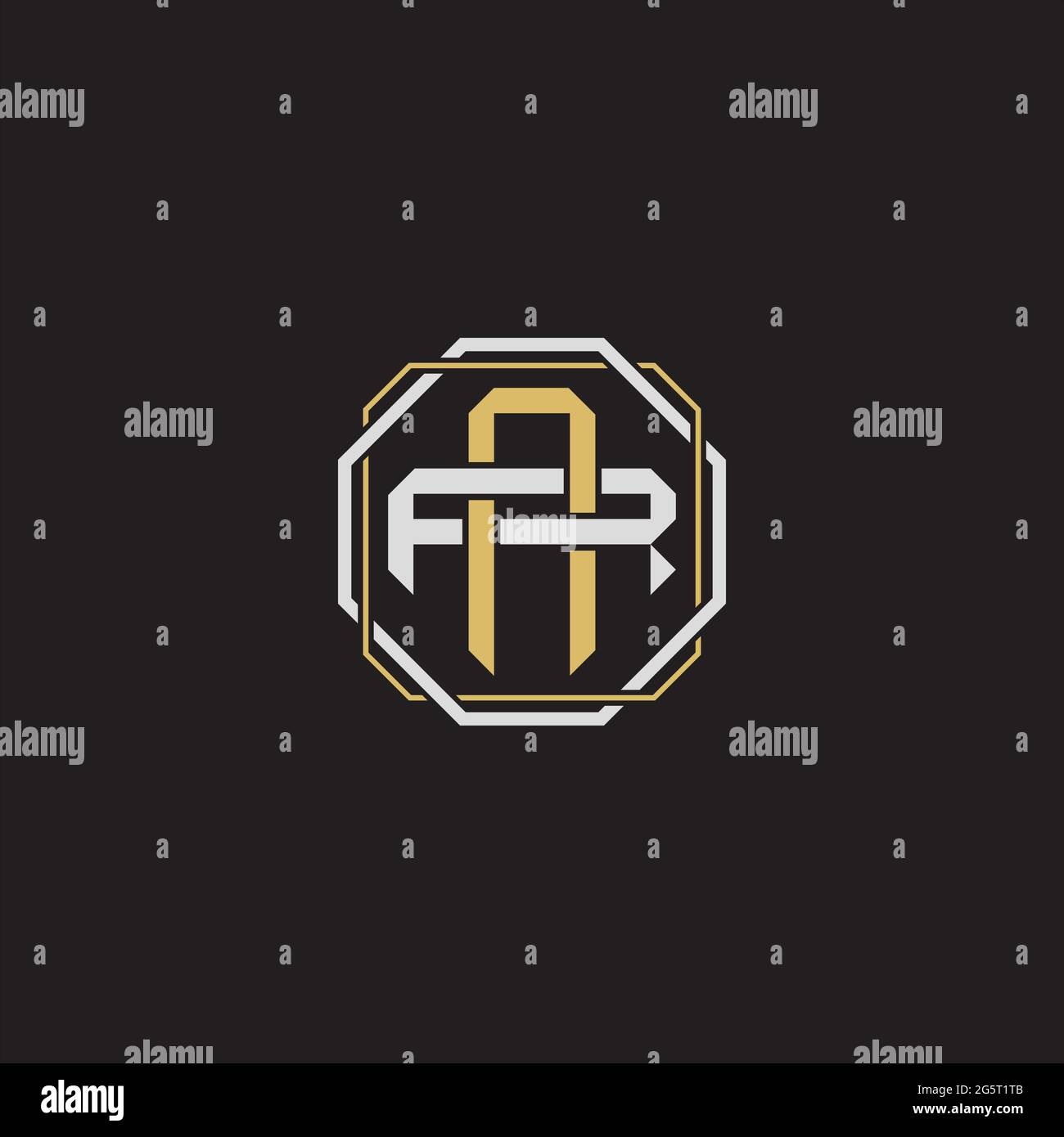 Initial letter overlapping interlock logo monogram line art style isolated on black background template Stock Vector