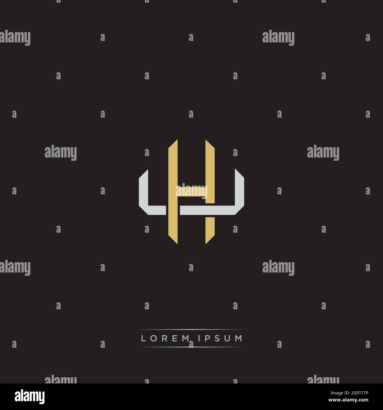 Initial letter overlapping interlock logo monogram line art style isolated on black background template Stock Vector