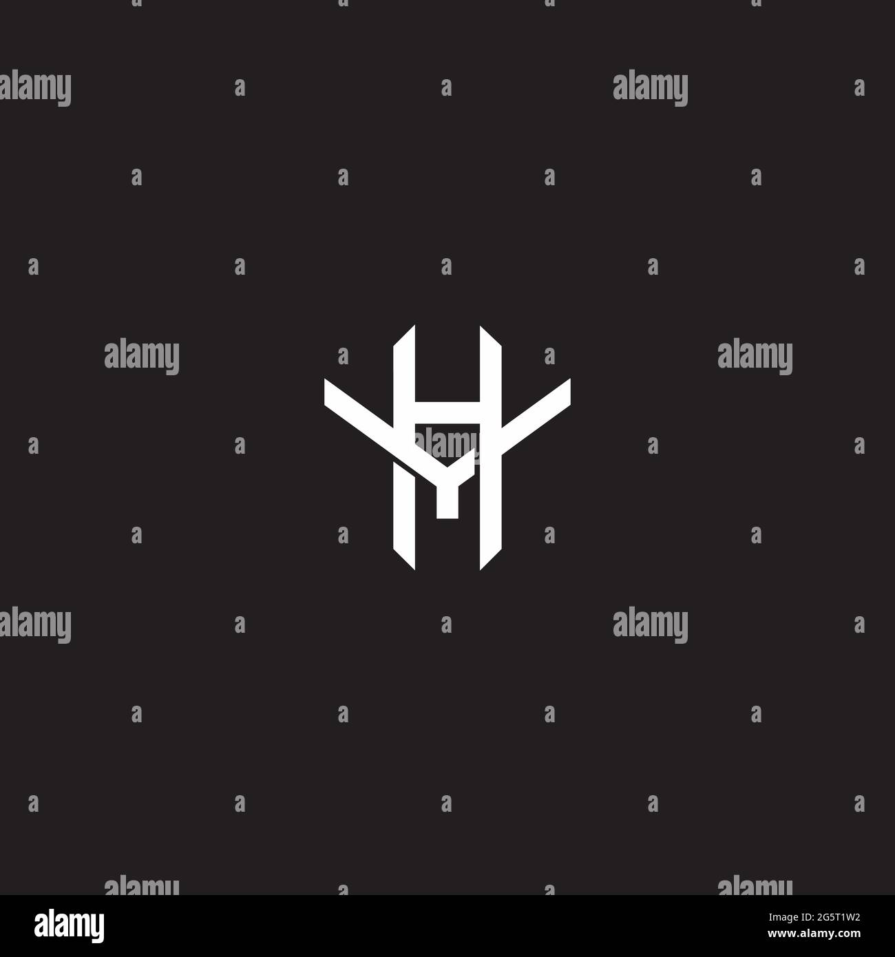 Initial letter overlapping interlock logo monogram line art style isolated on black background template Stock Vector