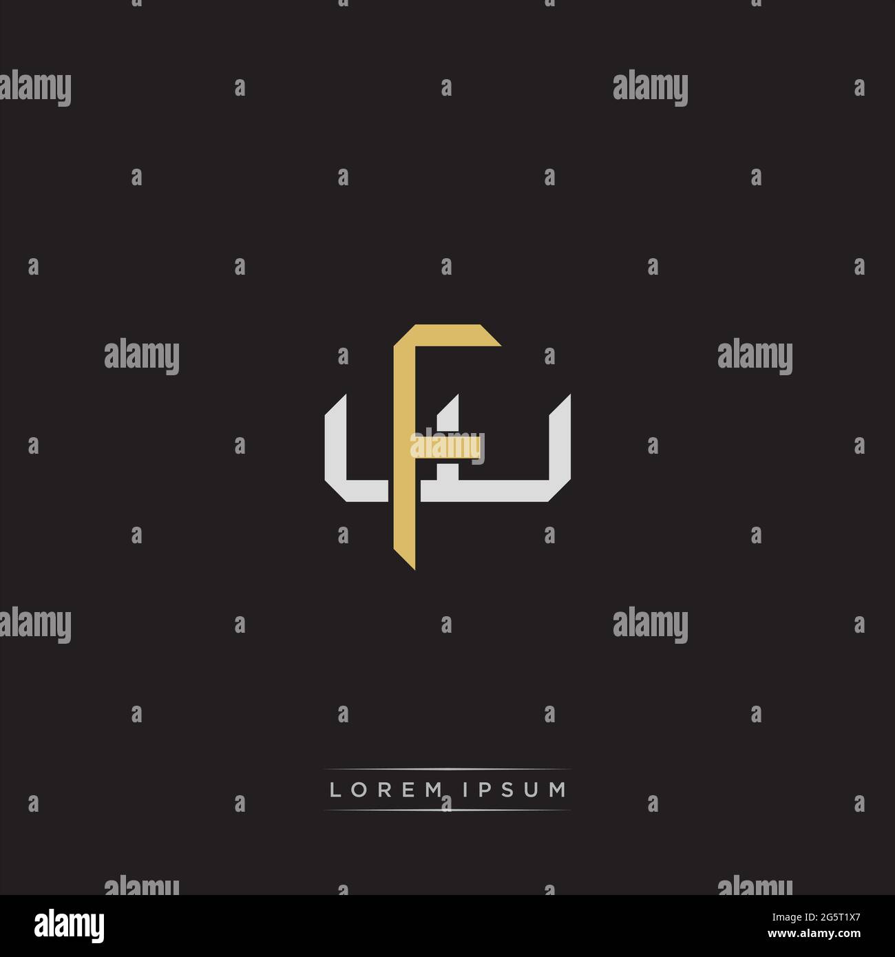 Initial letter overlapping interlock logo monogram line art style isolated on black background template Stock Vector