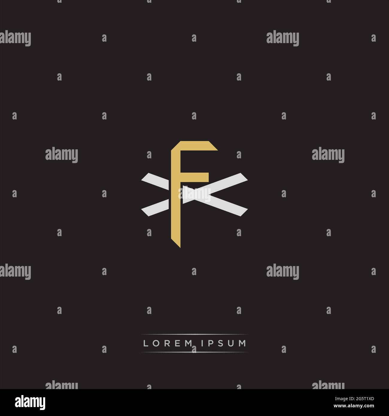 Initial letter overlapping interlock logo monogram line art style isolated on black background template Stock Vector