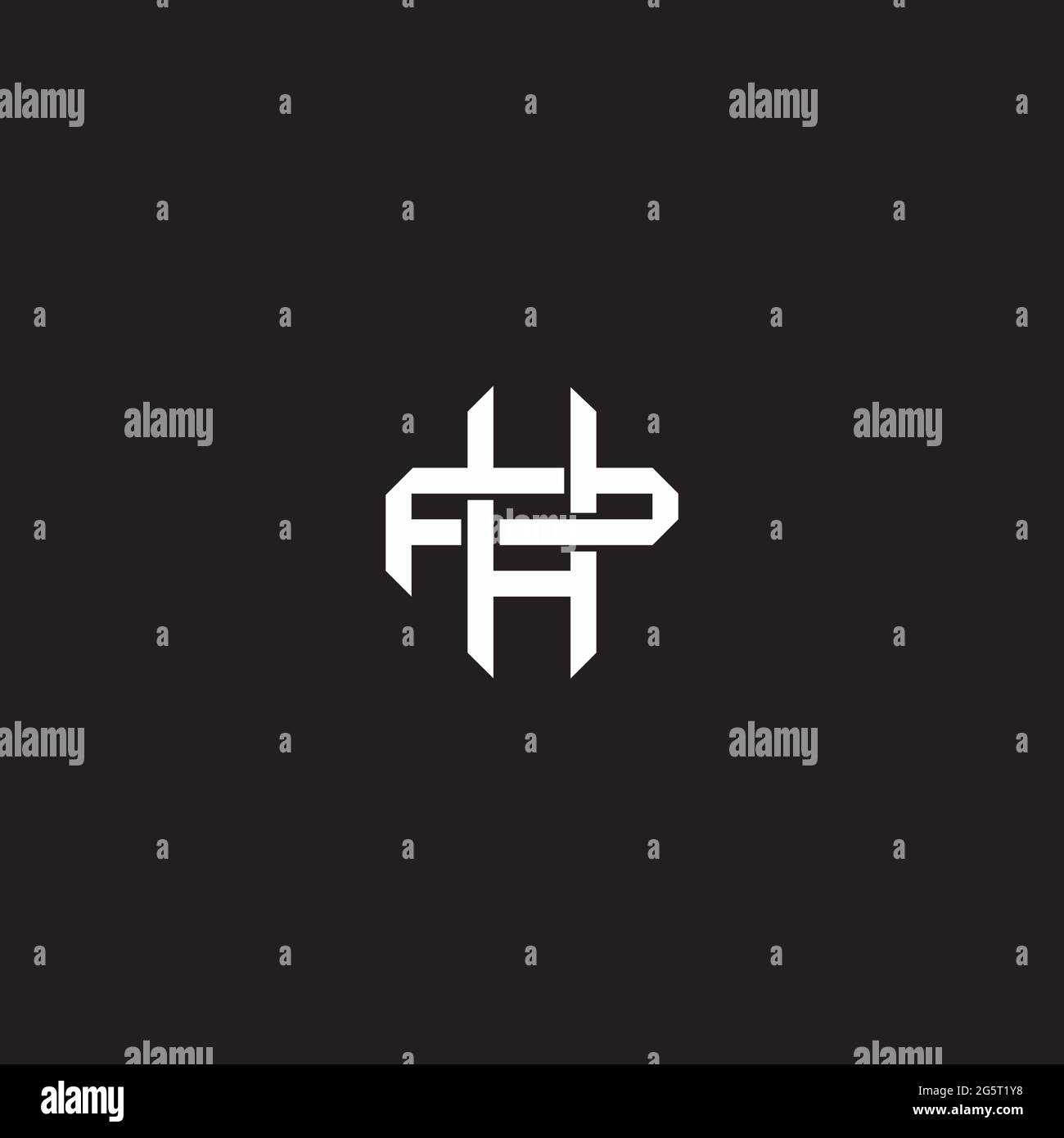 Initial letter overlapping interlock logo monogram line art style isolated on black background template Stock Vector