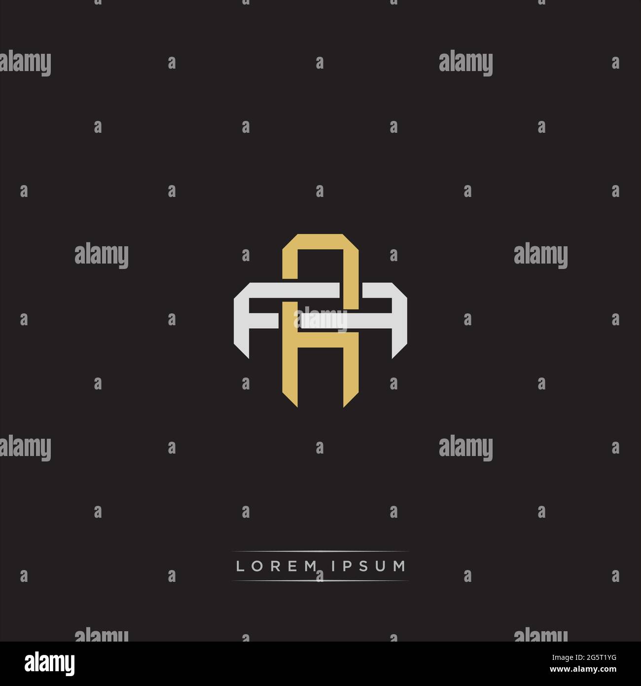 Initial letter overlapping interlock logo monogram line art style isolated on black background template Stock Vector