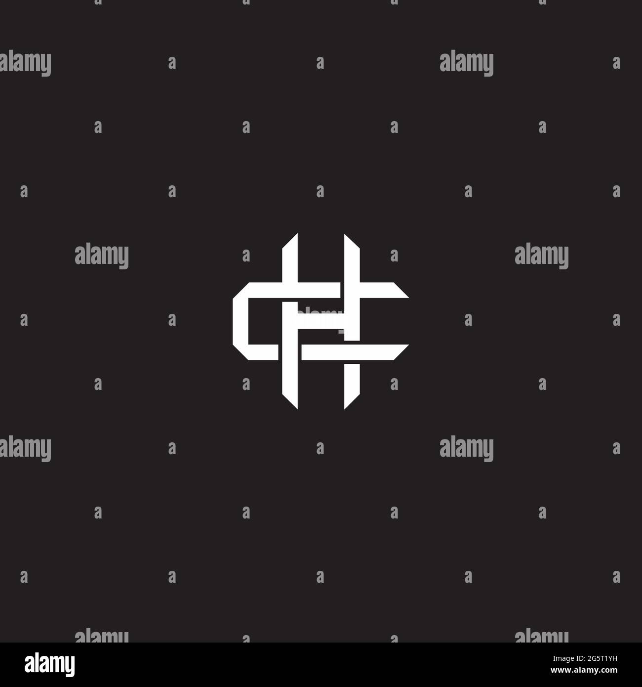 Initial letter overlapping interlock logo monogram line art style isolated on black background template Stock Vector