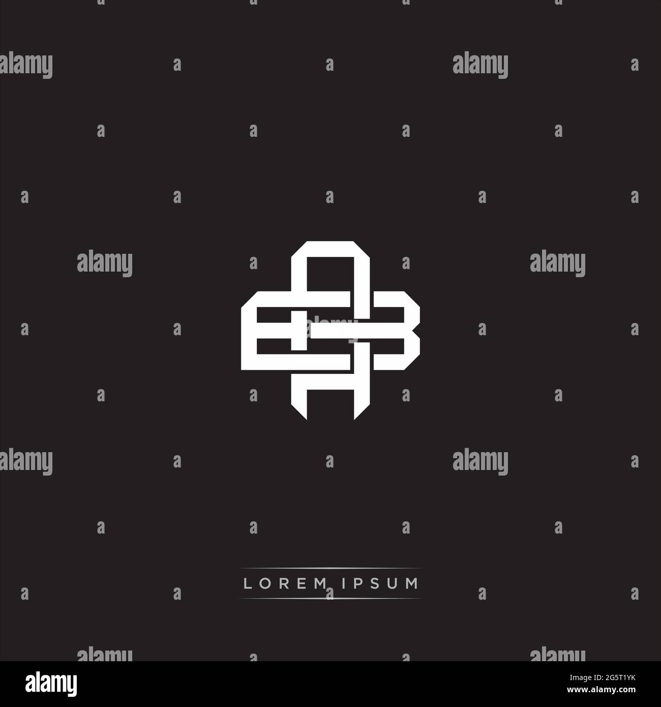 Initial letter overlapping interlock logo monogram line art style isolated on black background template Stock Vector