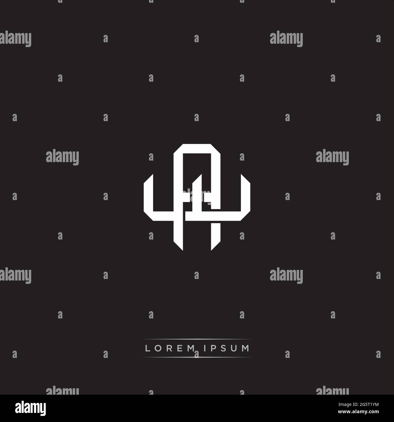 Initial letter overlapping interlock logo monogram line art style isolated on black background template Stock Vector