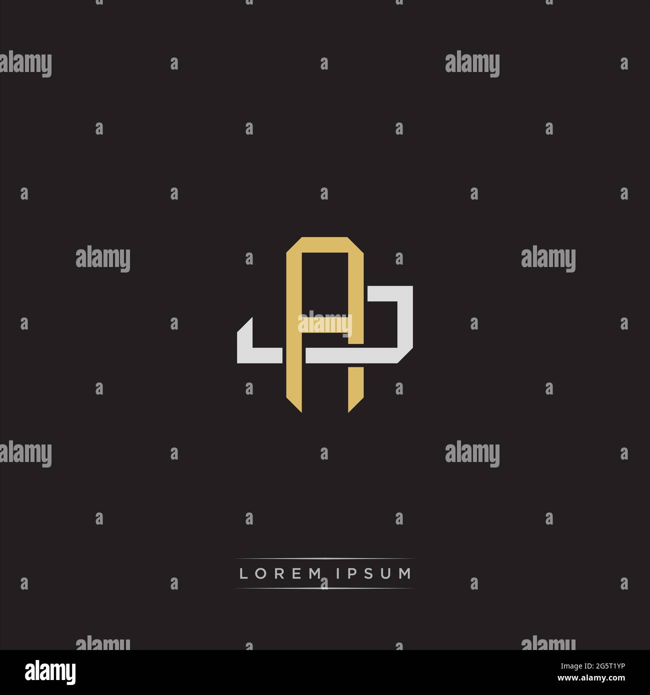 Initial letter overlapping interlock logo monogram line art style isolated on black background template Stock Vector