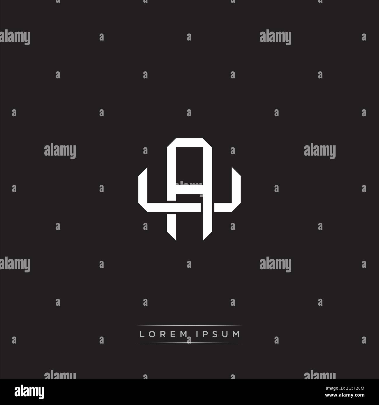 Initial letter overlapping interlock logo monogram line art style isolated on black background template Stock Vector