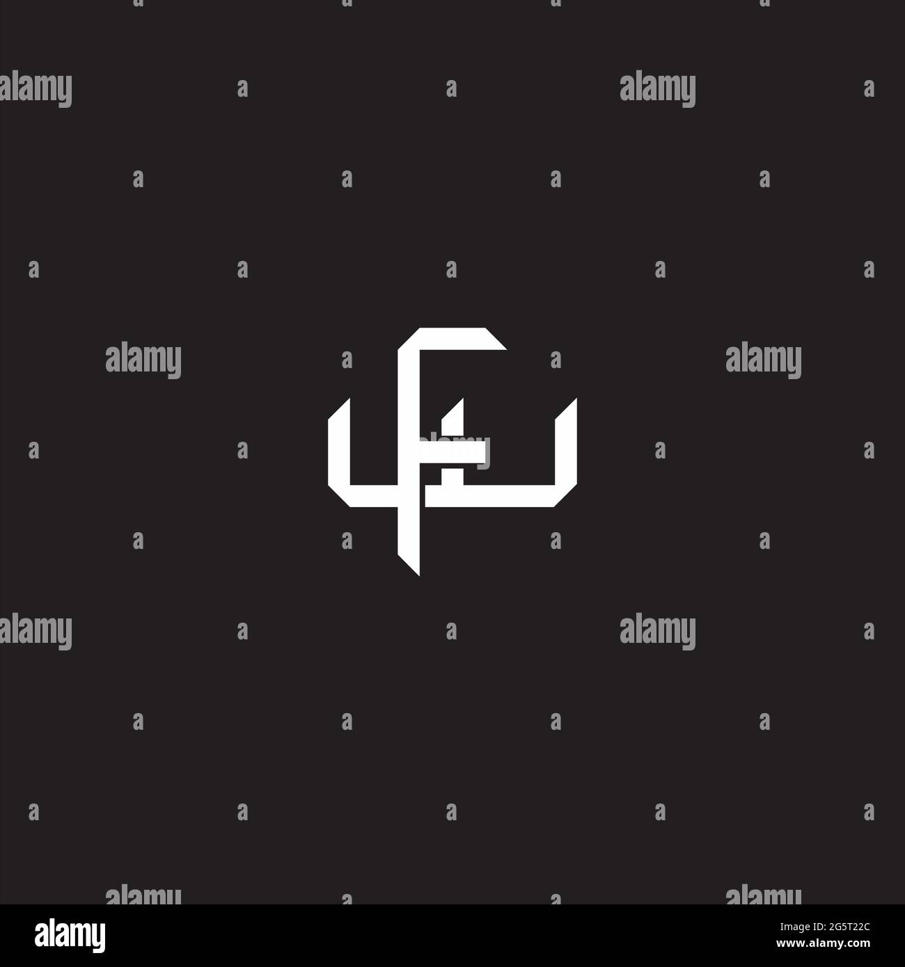 Initial letter overlapping interlock logo monogram line art style isolated on black background template Stock Vector