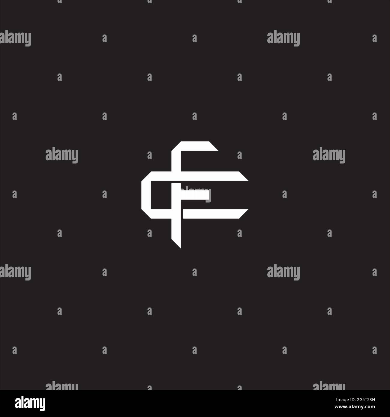 Initial letter overlapping interlock logo monogram line art style isolated on black background template Stock Vector