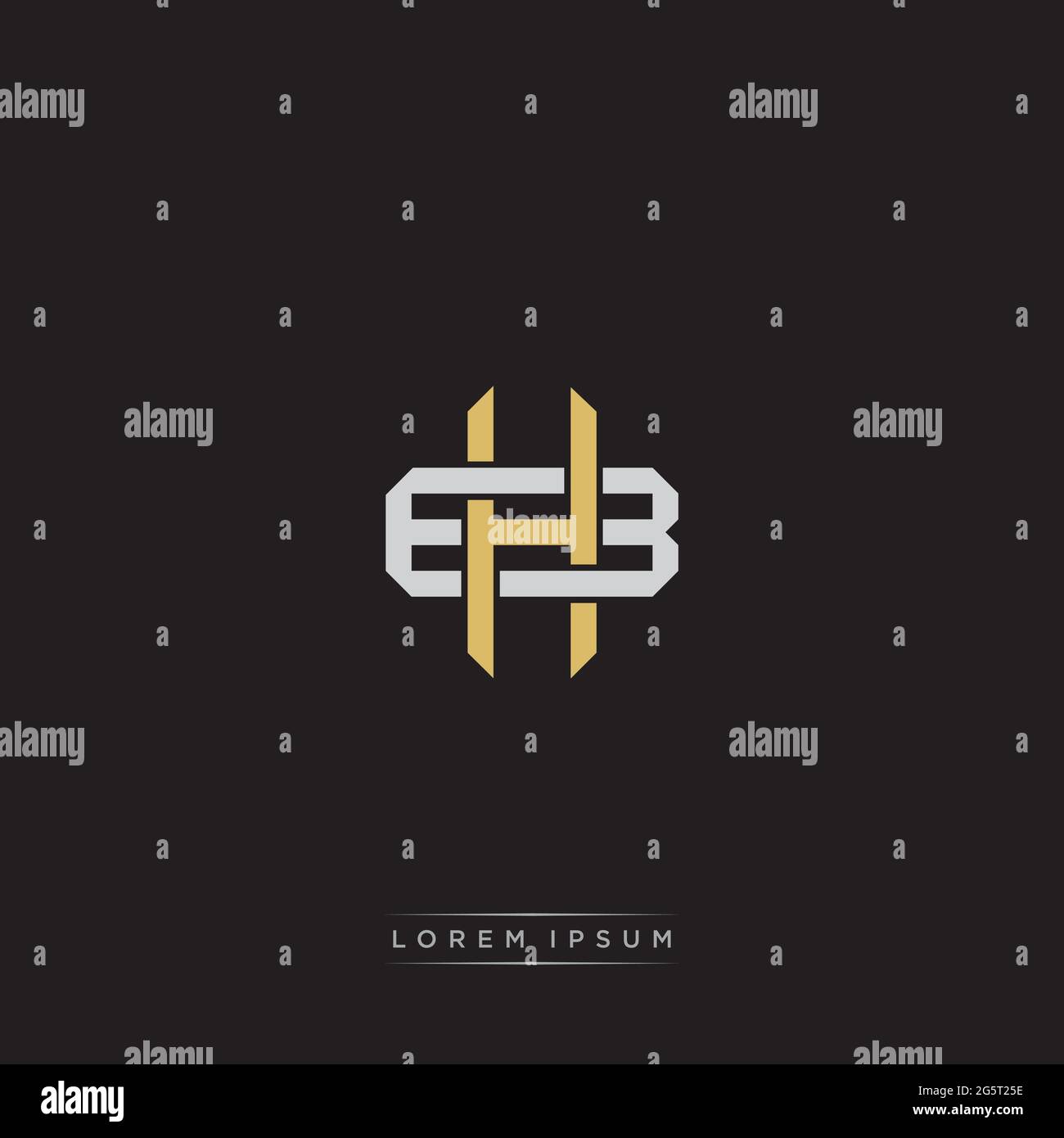 Initial letter overlapping interlock logo monogram line art style isolated on black background template Stock Vector