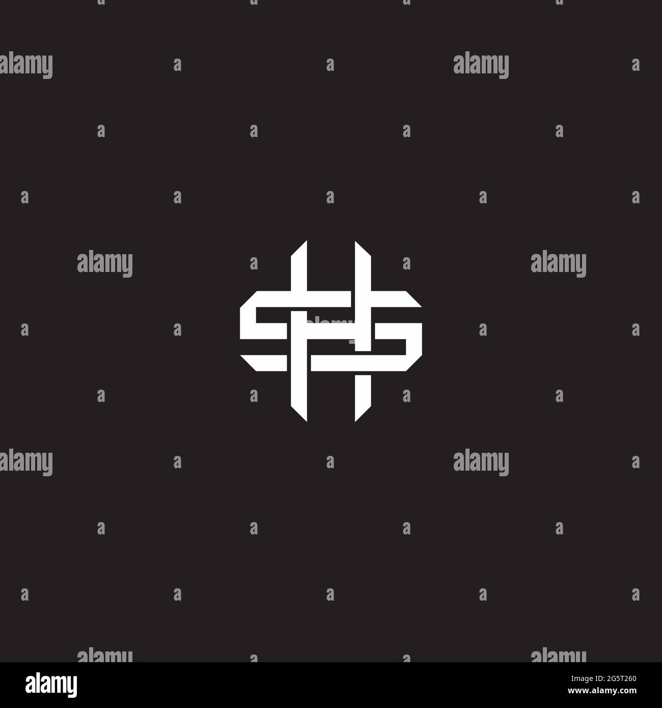 Initial letter overlapping interlock logo monogram line art style isolated on black background template Stock Vector