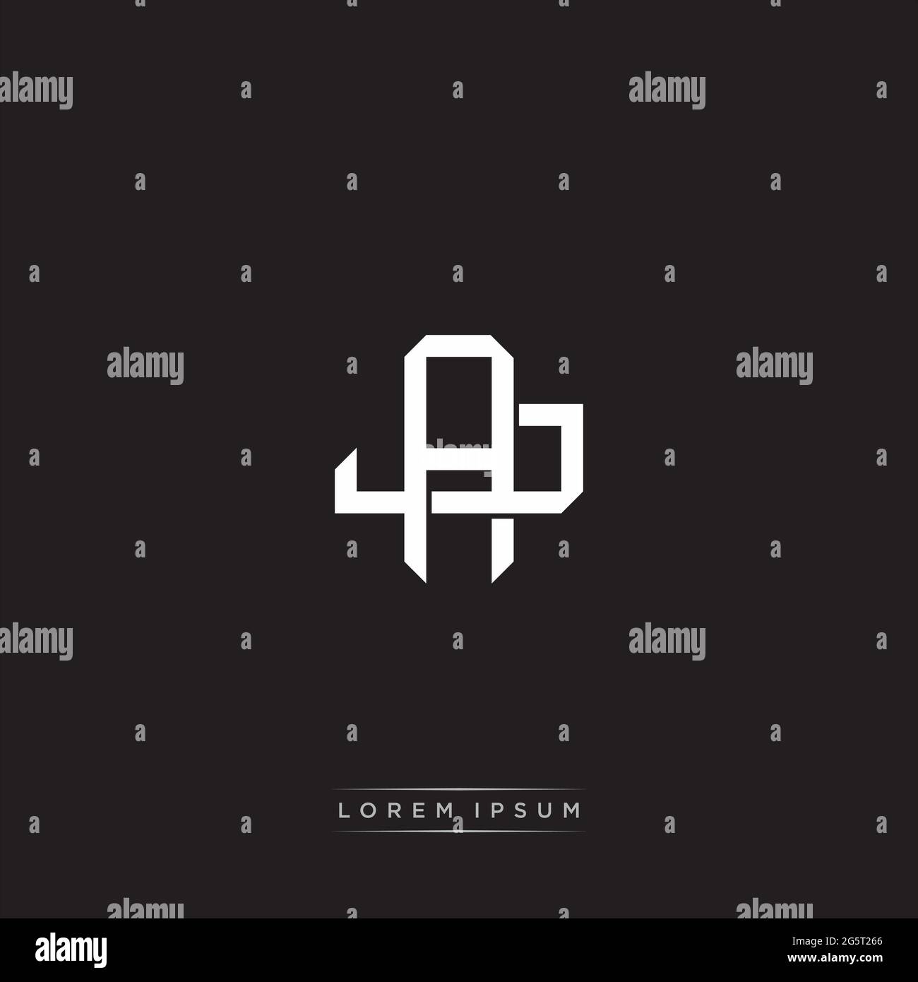 Initial letter overlapping interlock logo monogram line art style isolated on black background template Stock Vector
