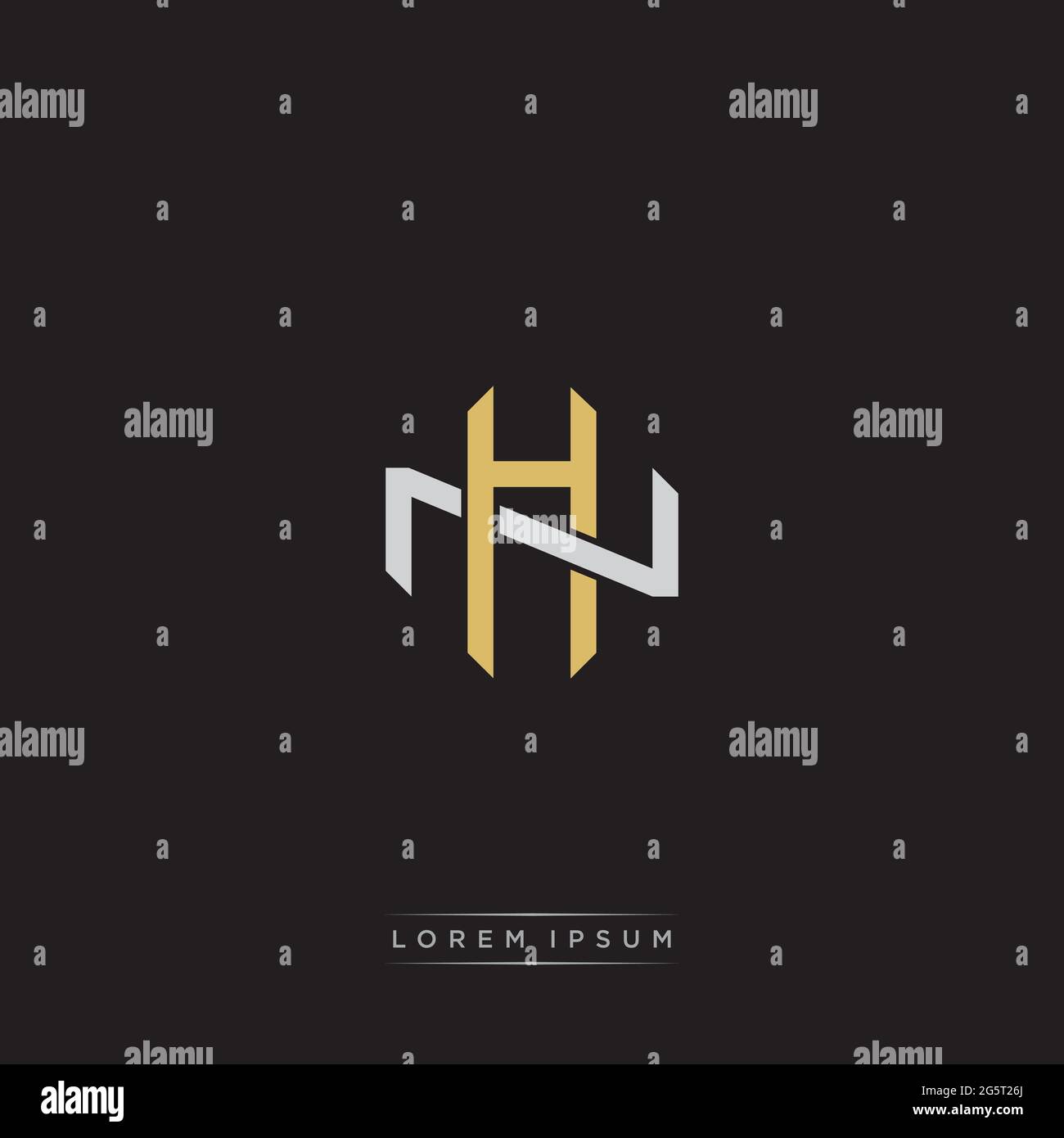 Initial letter overlapping interlock logo monogram line art style isolated on black background template Stock Vector