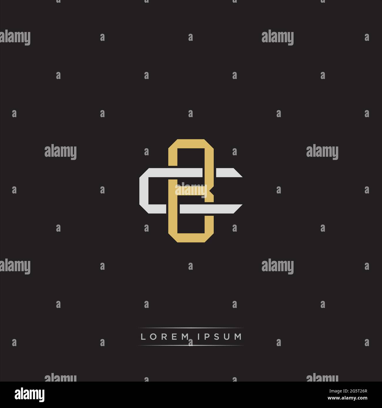 Initial letter overlapping interlock logo monogram line art style isolated on black background template Stock Vector