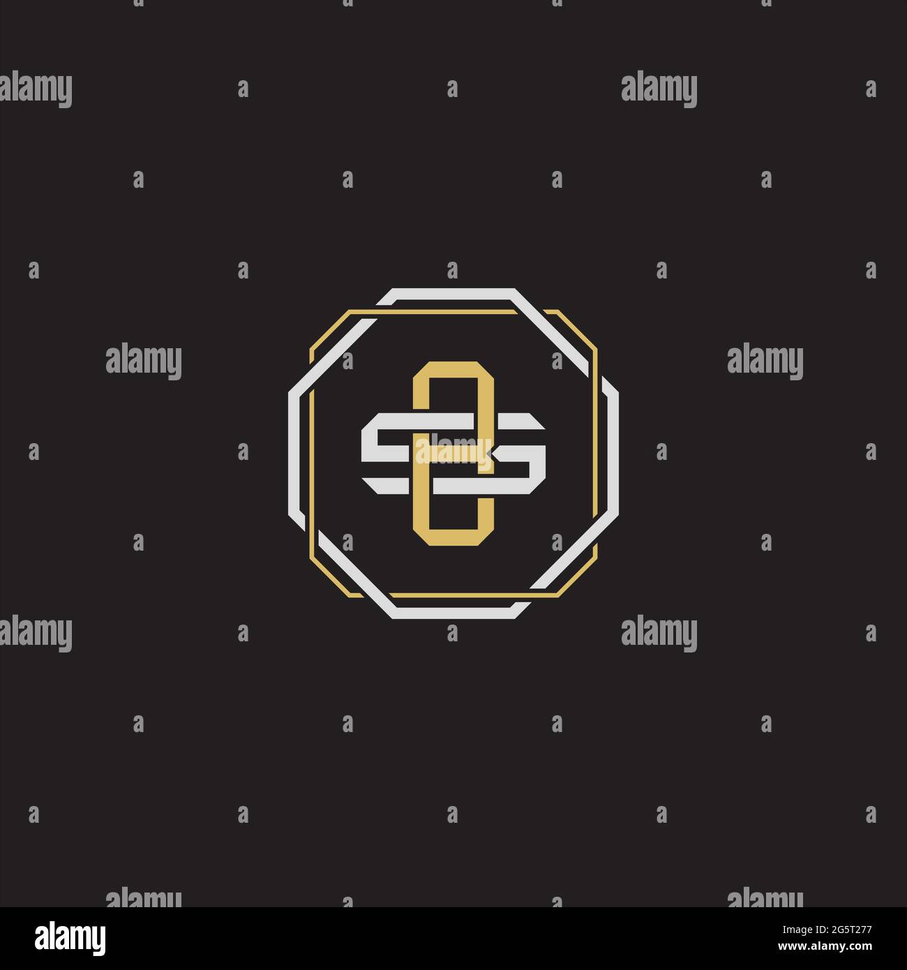 Initial letter overlapping interlock logo monogram line art style isolated on black background template Stock Vector