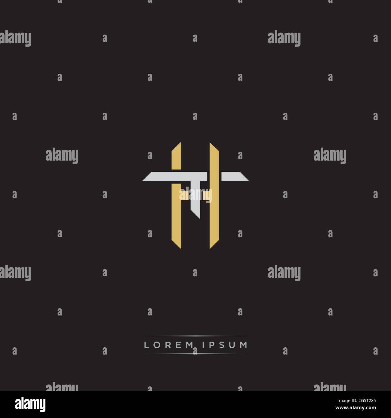 Initial letter overlapping interlock logo monogram line art style isolated on black background template Stock Vector