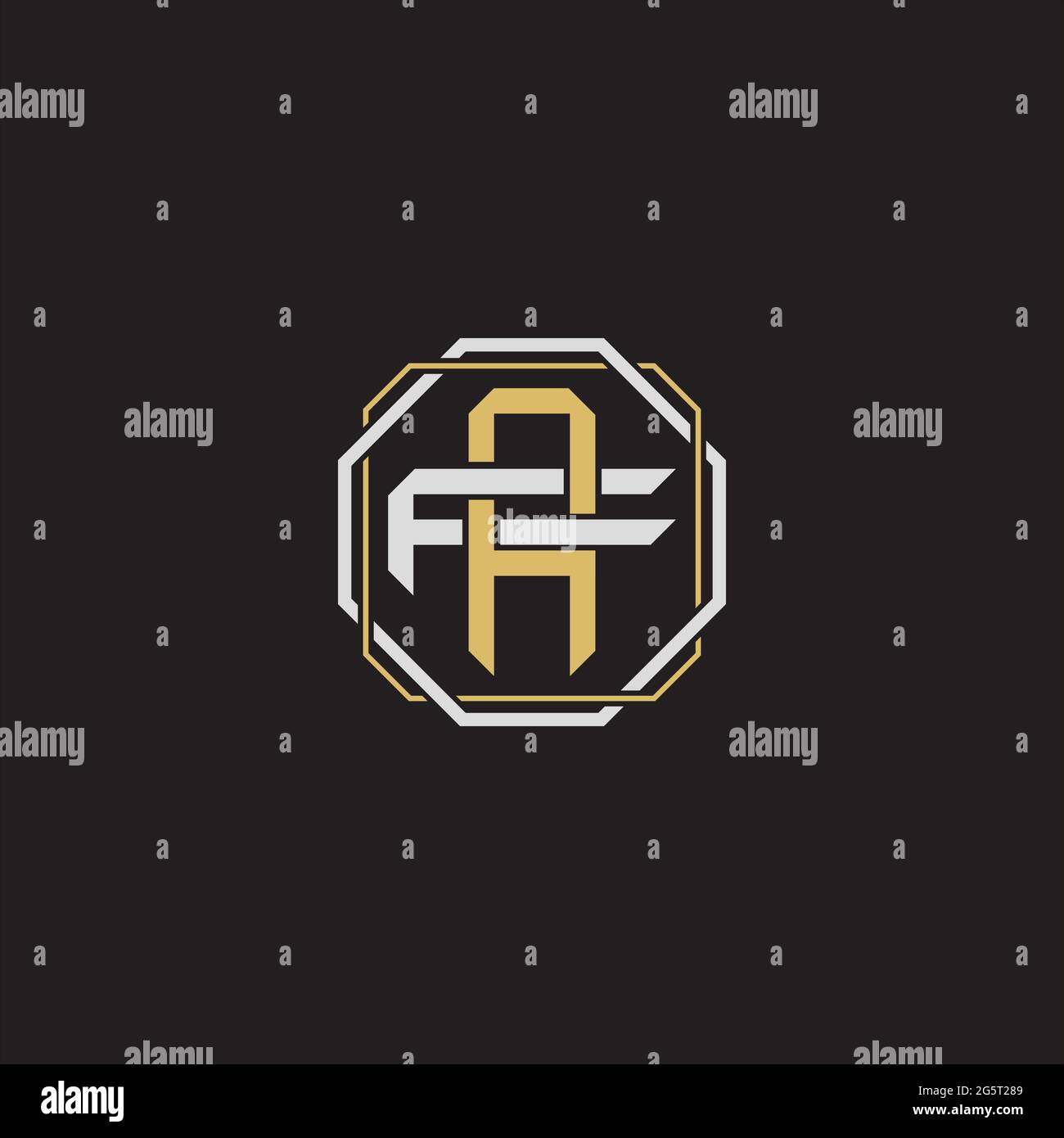 Initial letter overlapping interlock logo monogram line art style isolated on black background template Stock Vector