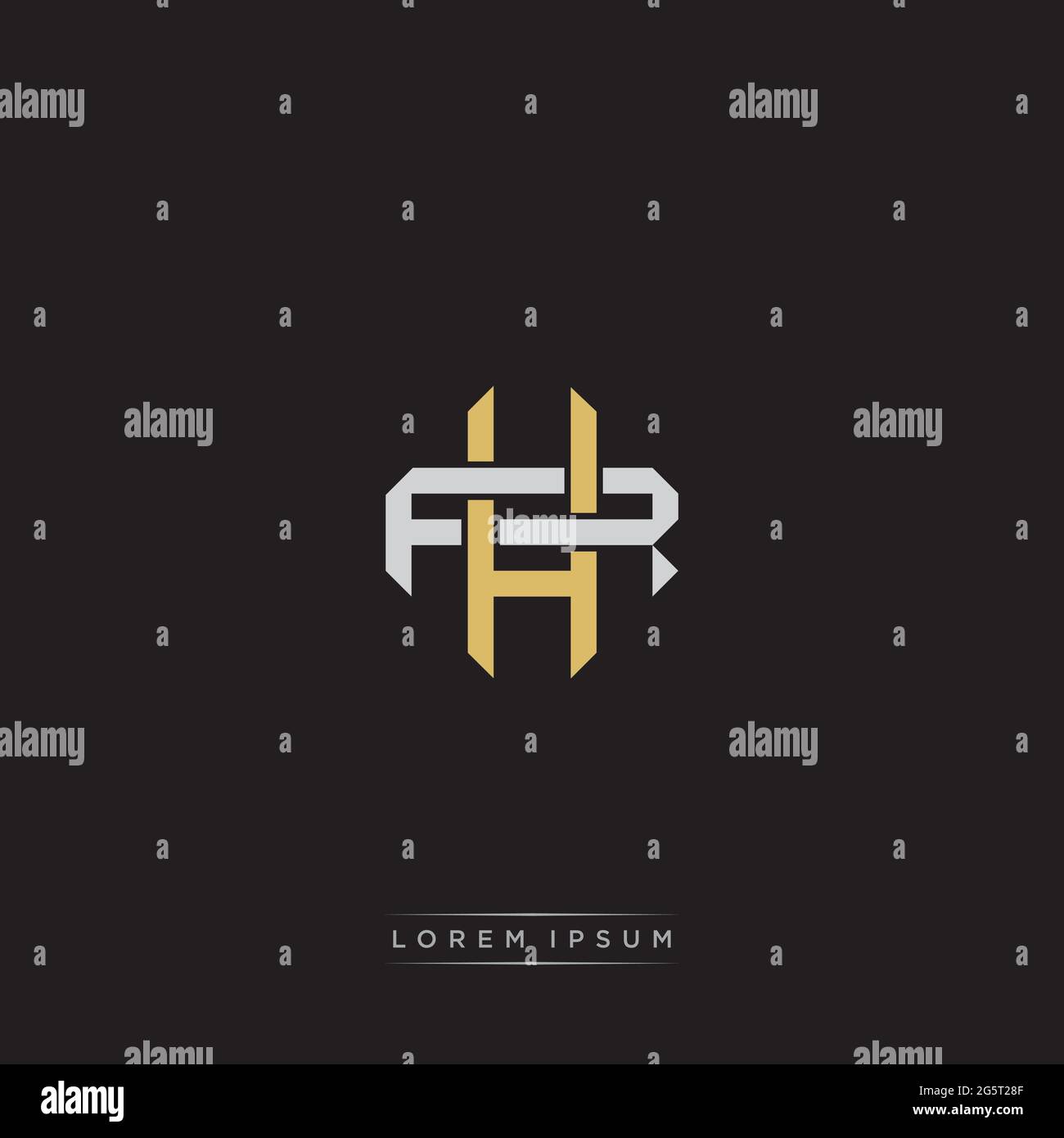 Initial letter overlapping interlock logo monogram line art style isolated on black background template Stock Vector