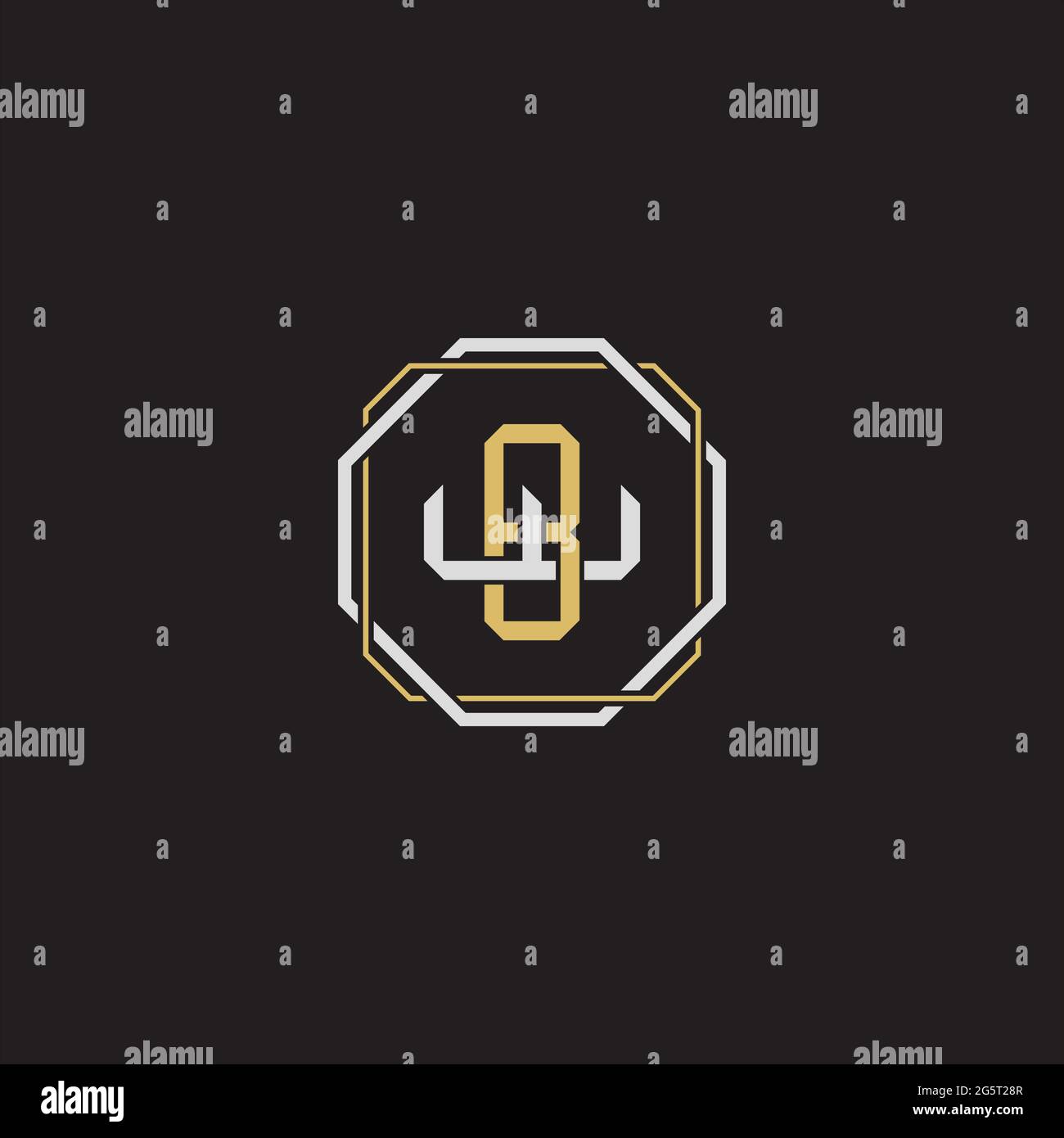 Initial letter overlapping interlock logo monogram line art style isolated on black background template Stock Vector