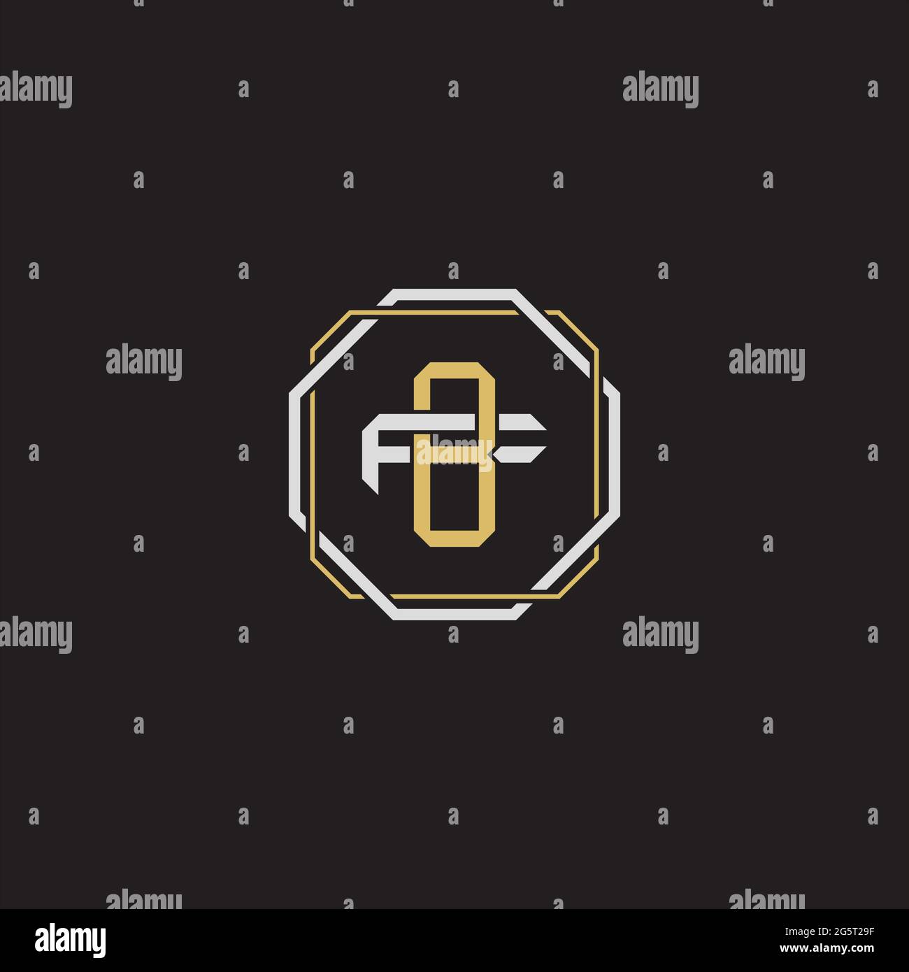 Initial letter overlapping interlock logo monogram line art style isolated on black background template Stock Vector