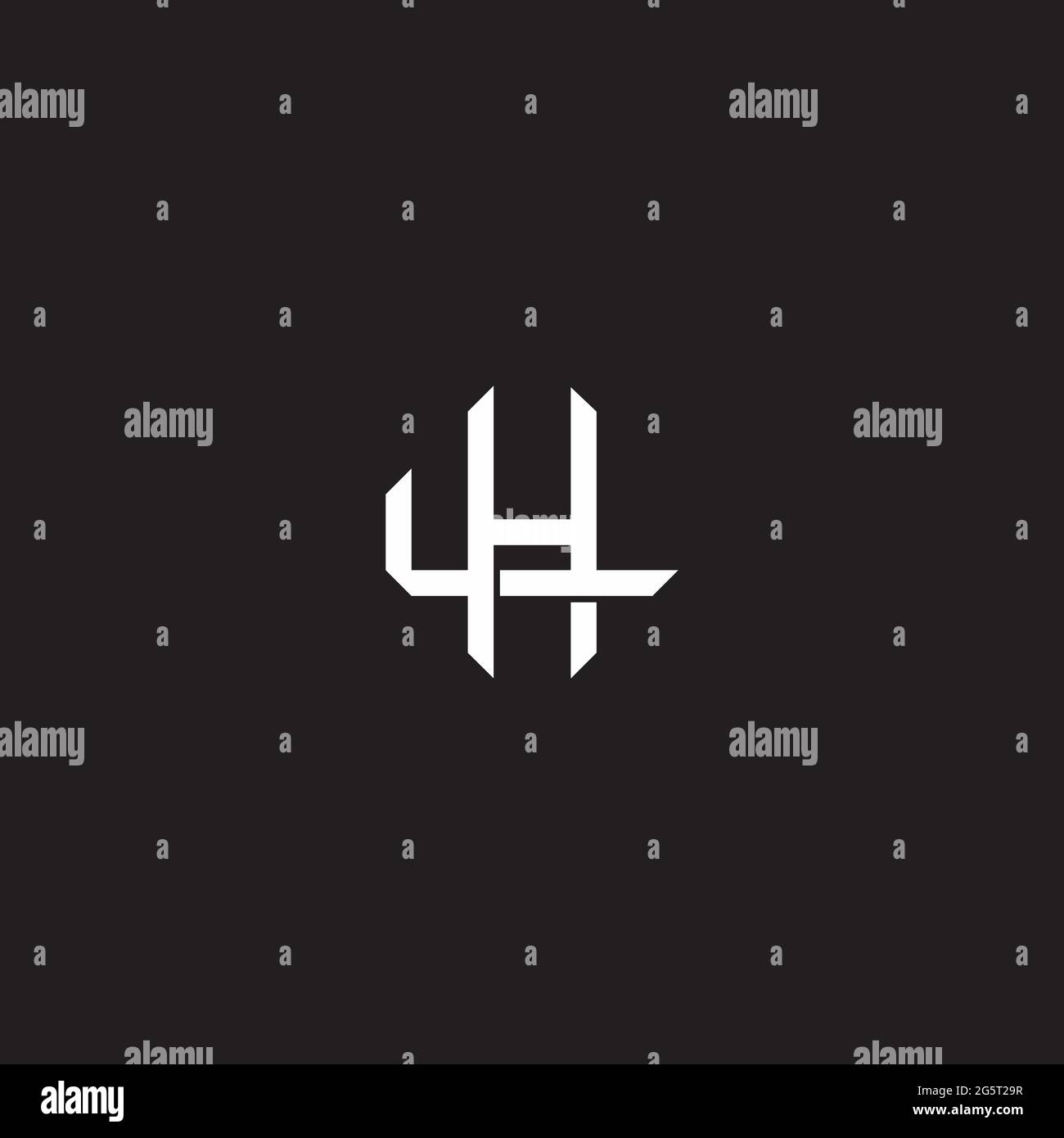 Initial letter overlapping interlock logo monogram line art style isolated on black background template Stock Vector