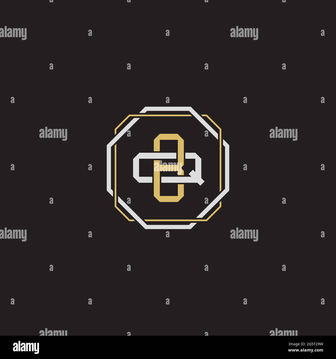 Initial letter overlapping interlock logo monogram line art style isolated on black background template Stock Vector