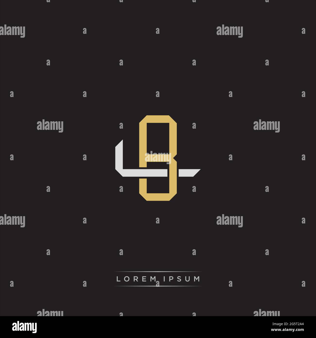 Initial letter overlapping interlock logo monogram line art style isolated on black background template Stock Vector