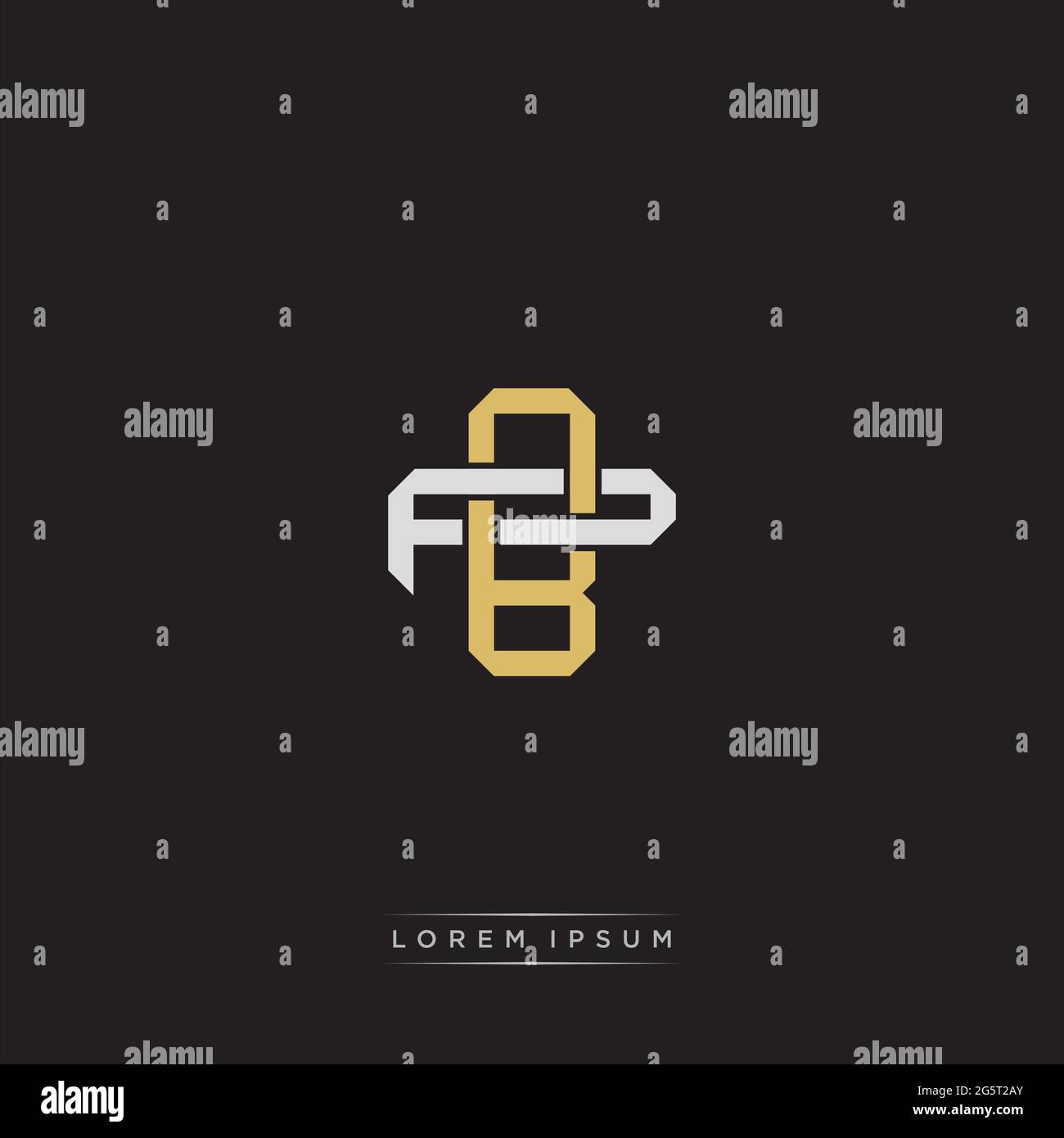 Initial letter overlapping interlock logo monogram line art style isolated on black background template Stock Vector