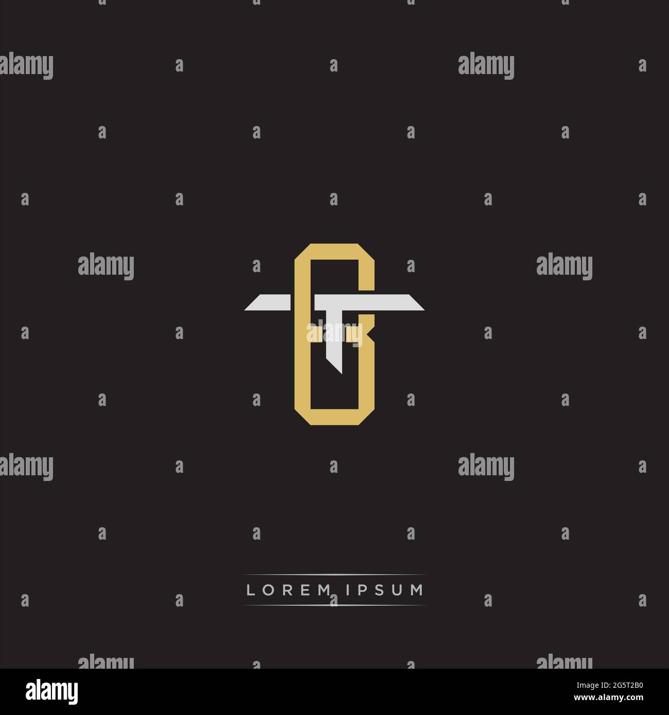 Initial letter overlapping interlock logo monogram line art style isolated on black background template Stock Vector