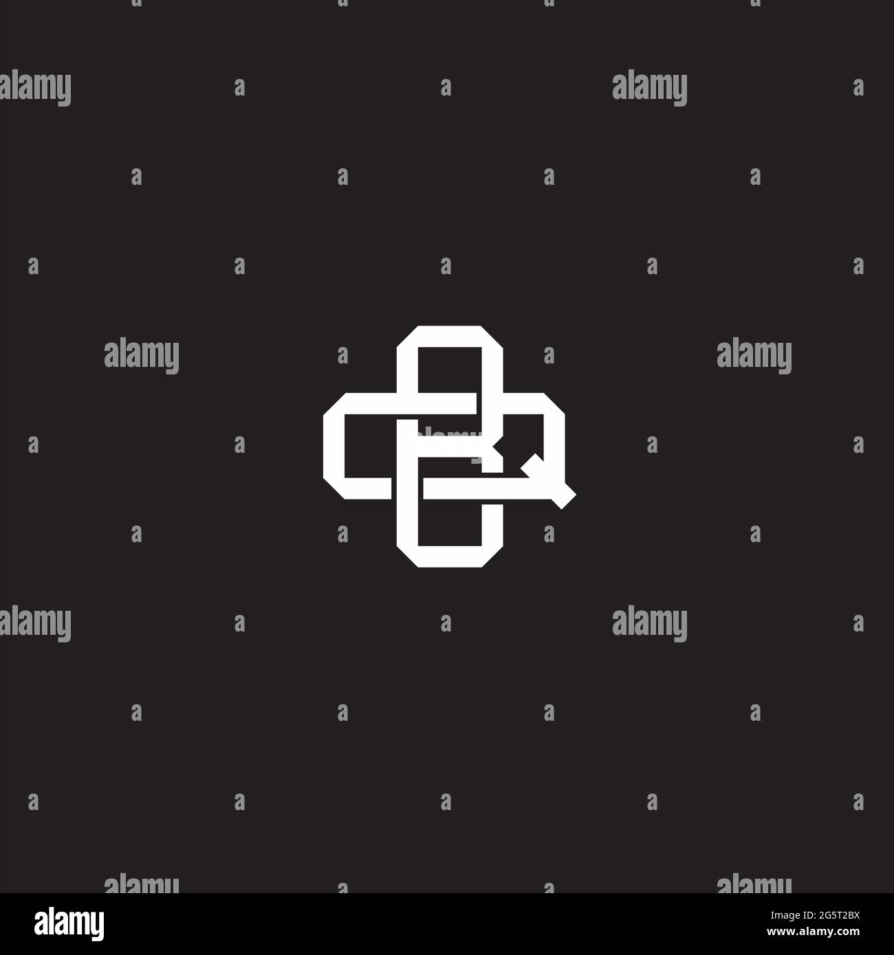 Initial letter overlapping interlock logo monogram line art style isolated on black background template Stock Vector