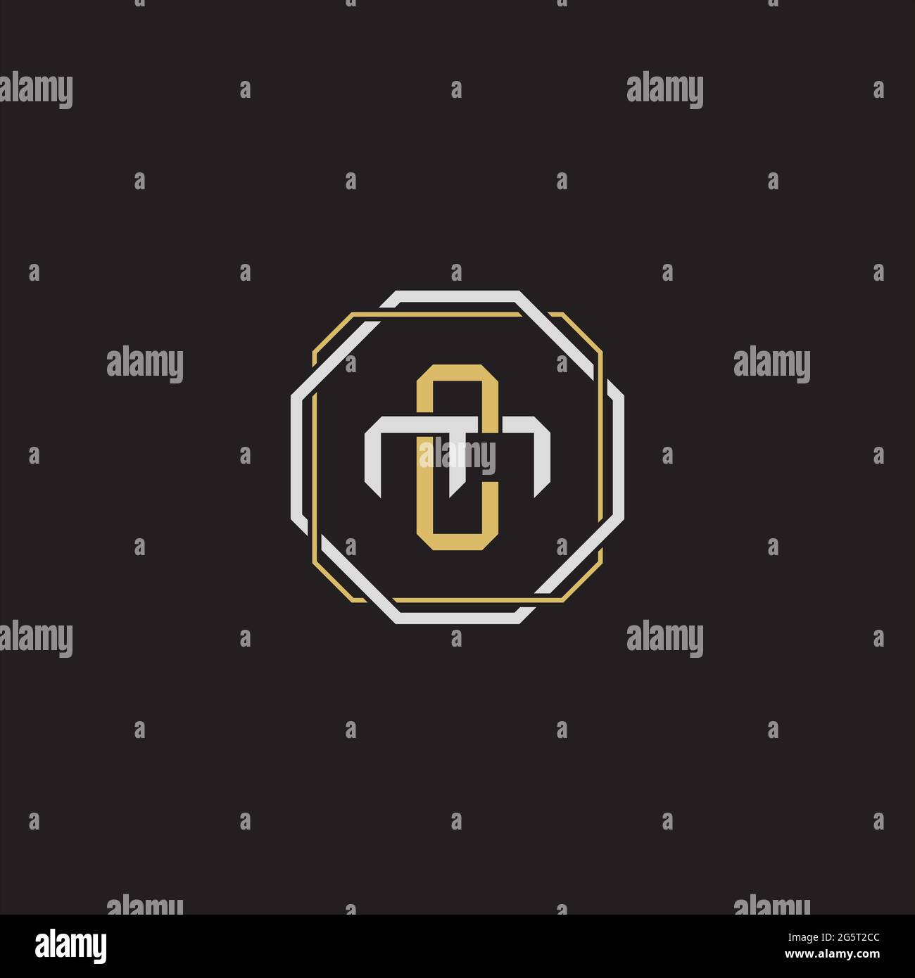 Initial letter overlapping interlock logo monogram line art style isolated on black background template Stock Vector