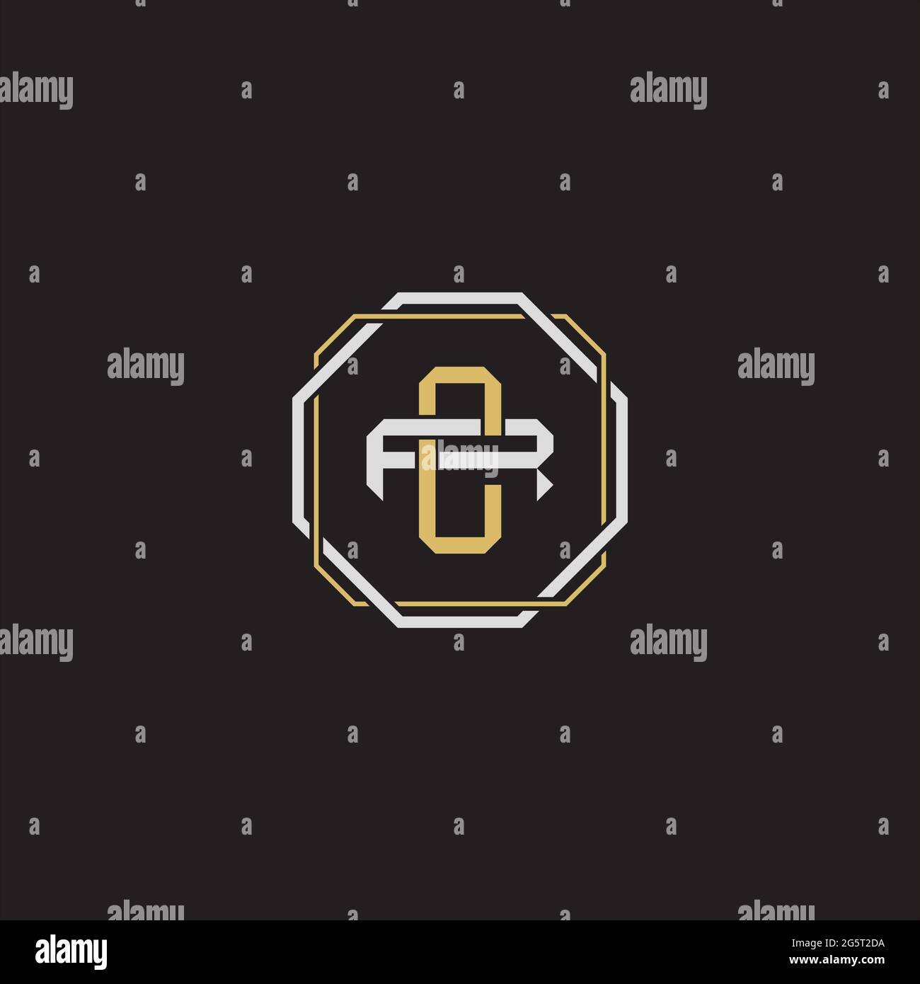 Initial letter overlapping interlock logo monogram line art style isolated on black background template Stock Vector