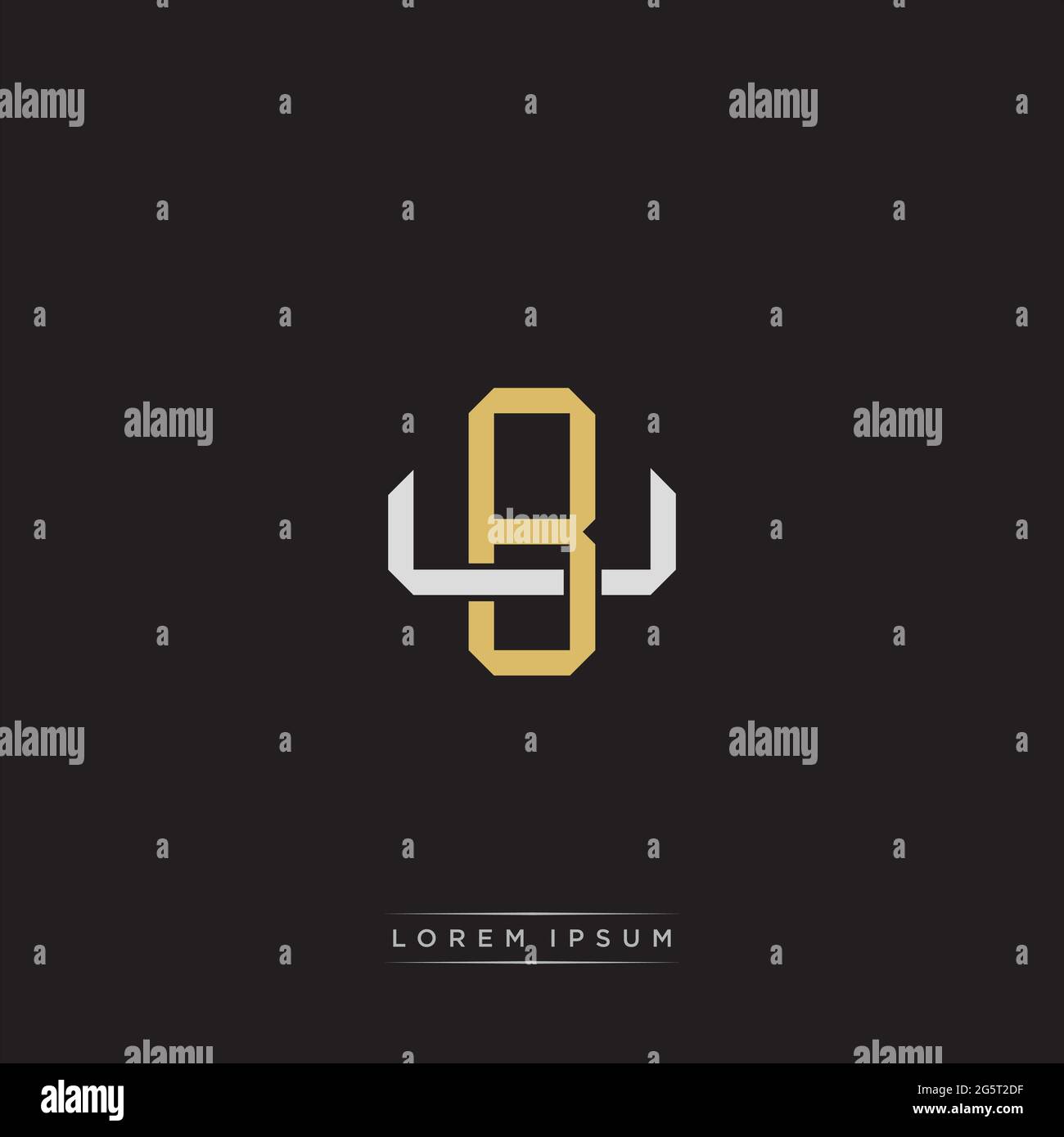 Initial letter overlapping interlock logo monogram line art style isolated on black background template Stock Vector