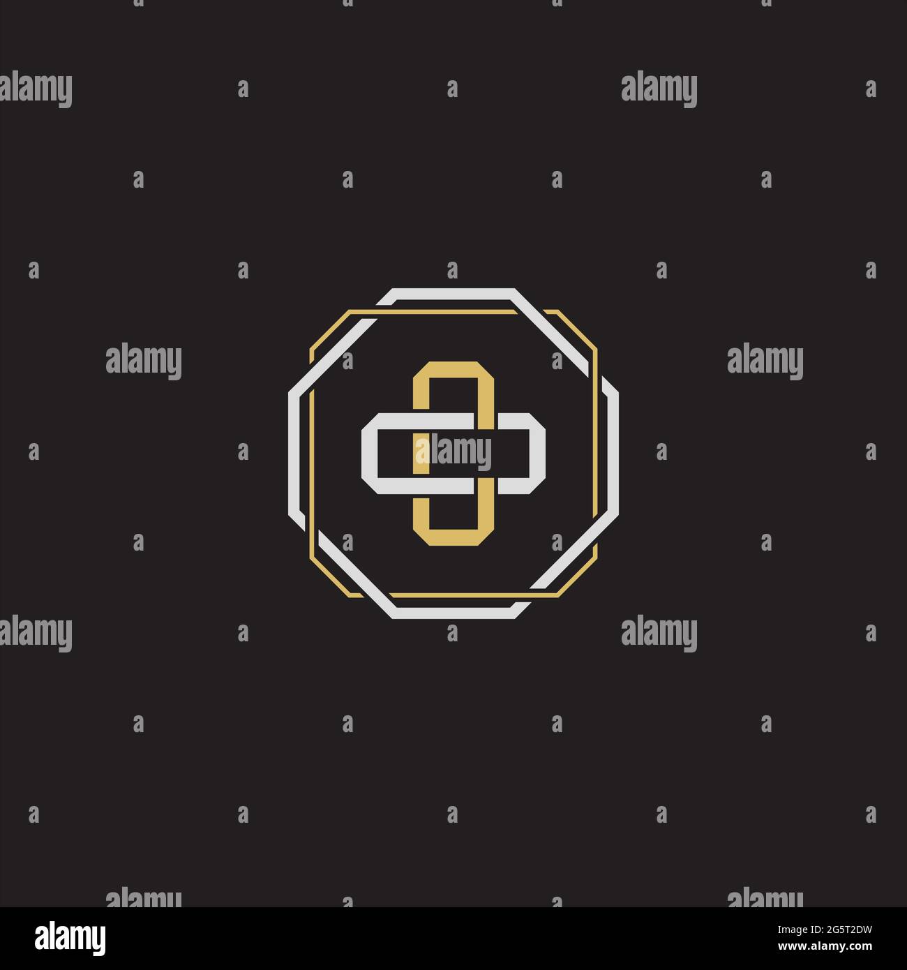 Initial letter overlapping interlock logo monogram line art style isolated on black background template Stock Vector