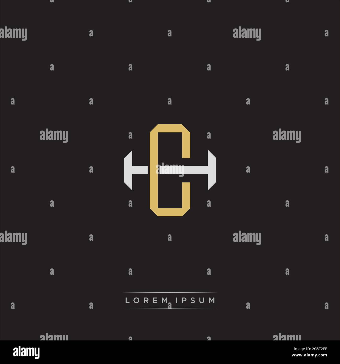 Initial letter overlapping interlock logo monogram line art style isolated on black background template Stock Vector