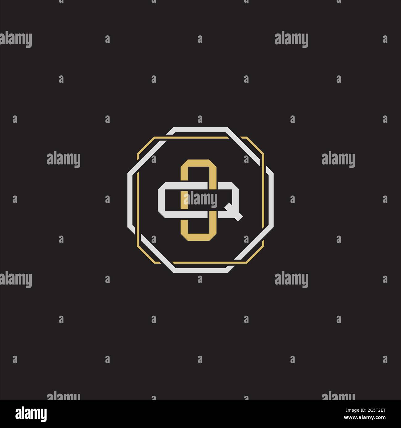 Initial letter overlapping interlock logo monogram line art style isolated on black background template Stock Vector