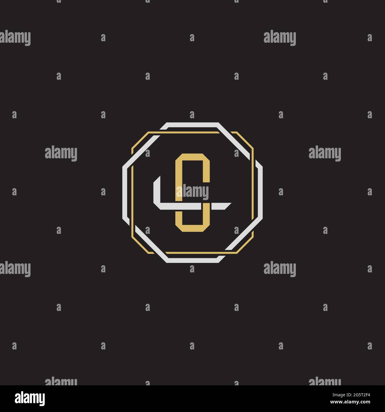 Initial letter overlapping interlock logo monogram line art style isolated on black background template Stock Vector