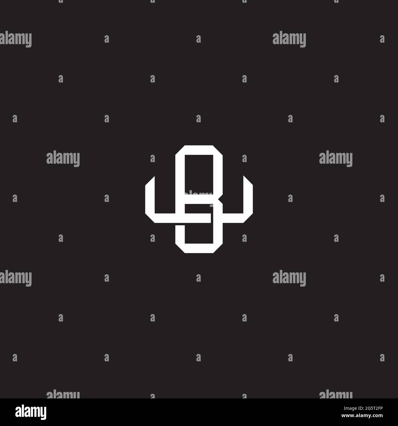 Initial letter overlapping interlock logo monogram line art style isolated on black background template Stock Vector